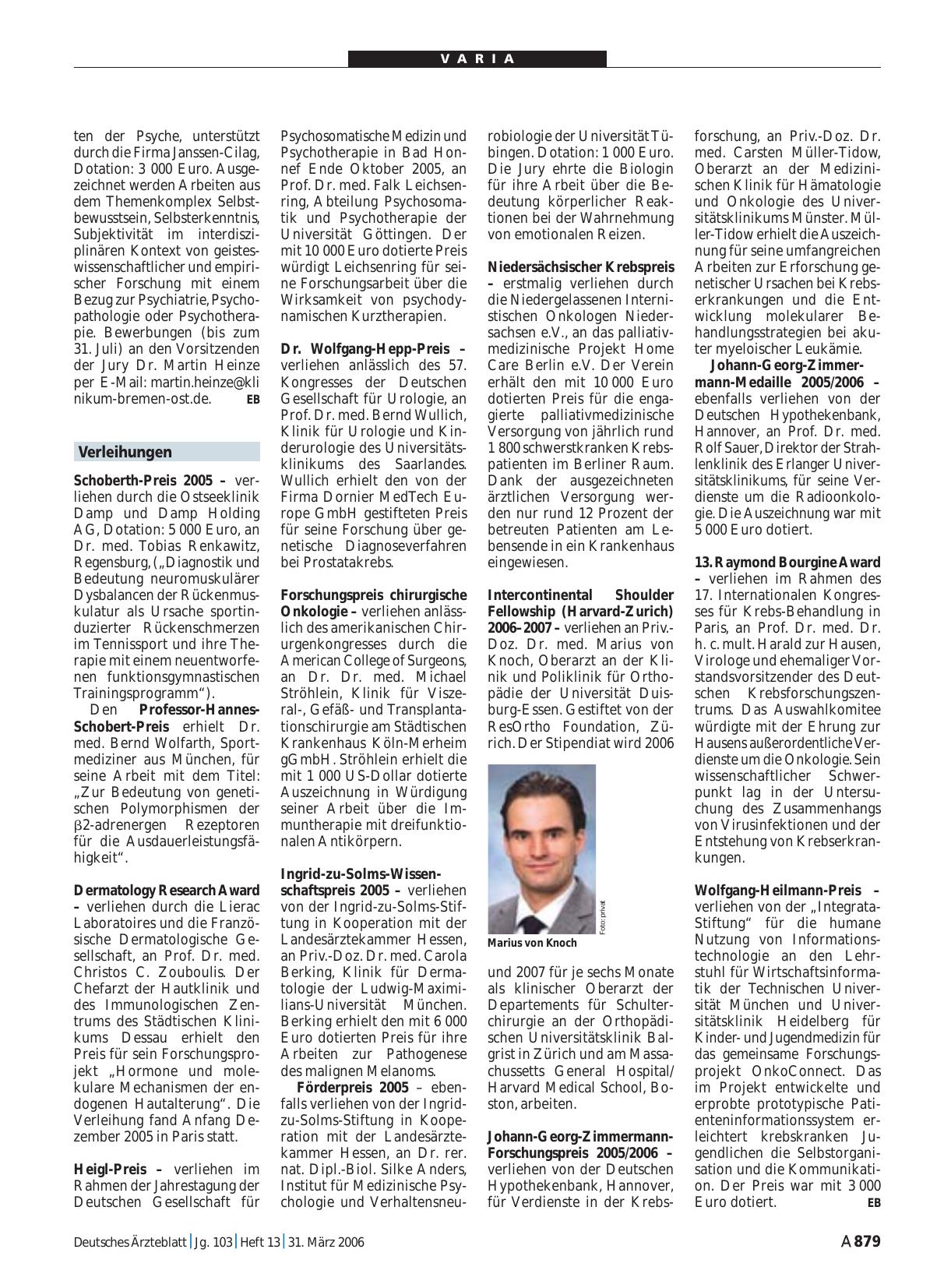 Vorschauseite 1: Verleihungen