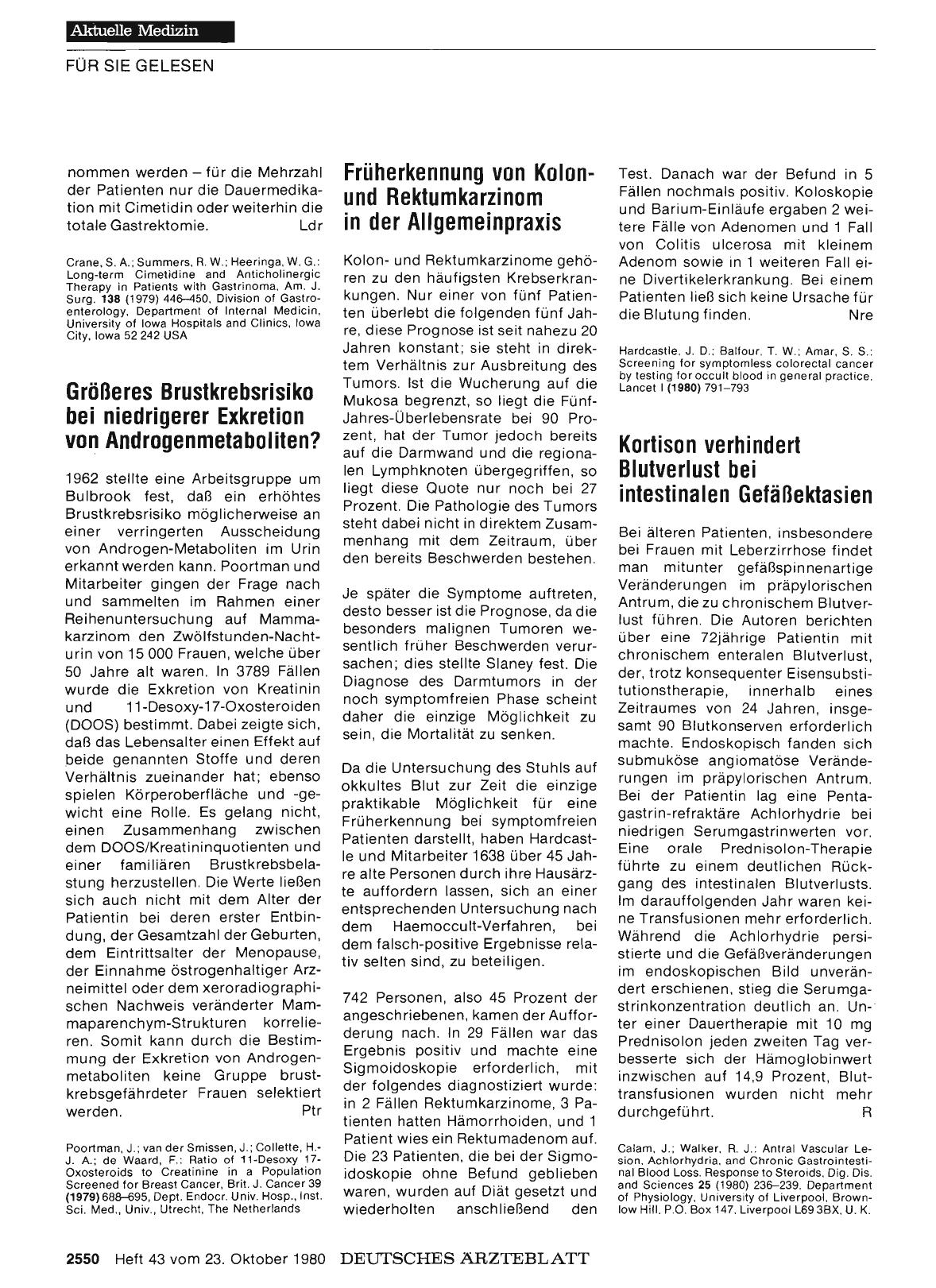 Vorschauseite 1: Früherkennung von Kolonund Rektumkarzinom in der Allgemeinpraxis