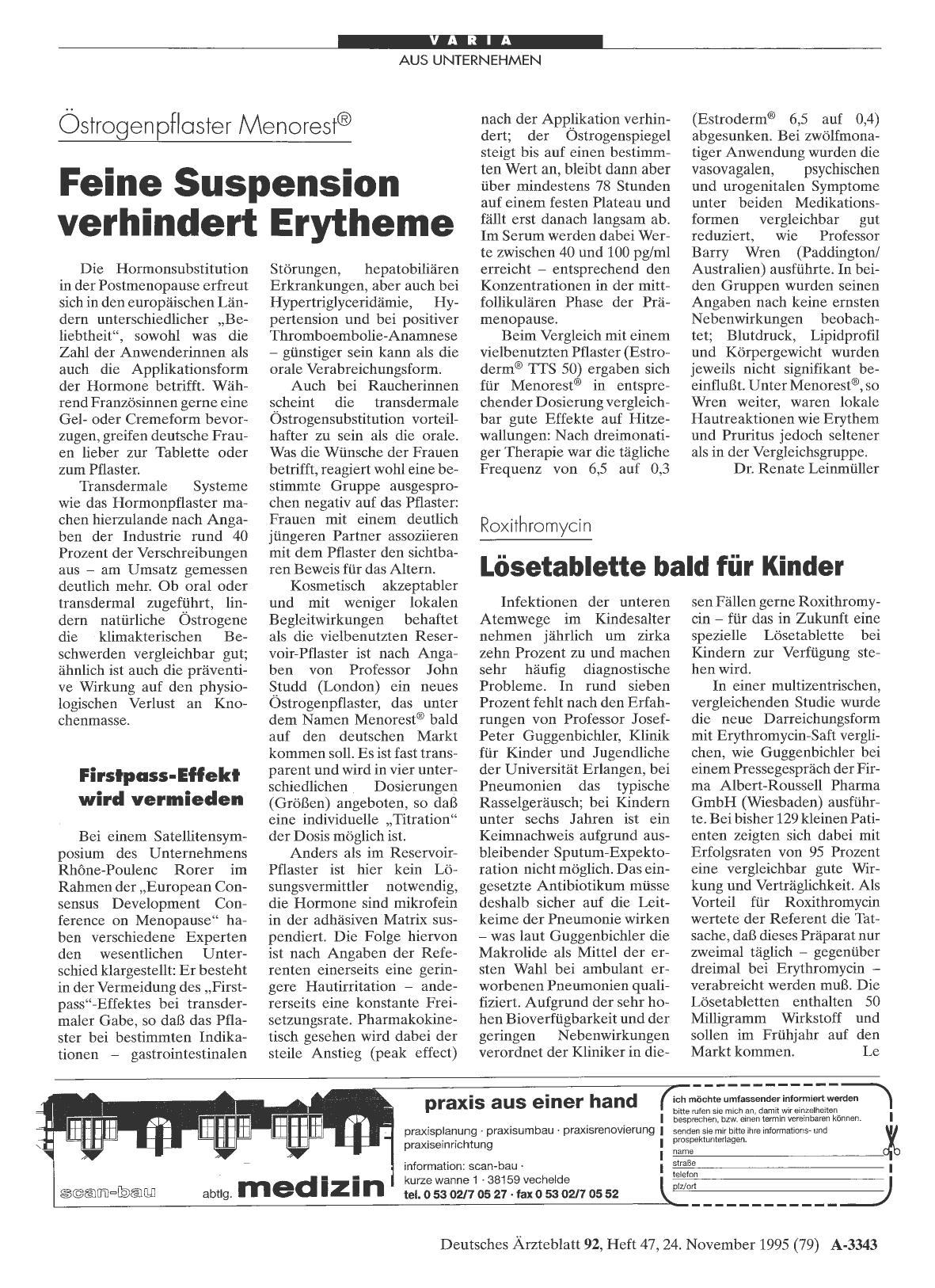 Vorschauseite 1: Östrogenpflaster Menorest: Feine Suspension verhindert Erytheme