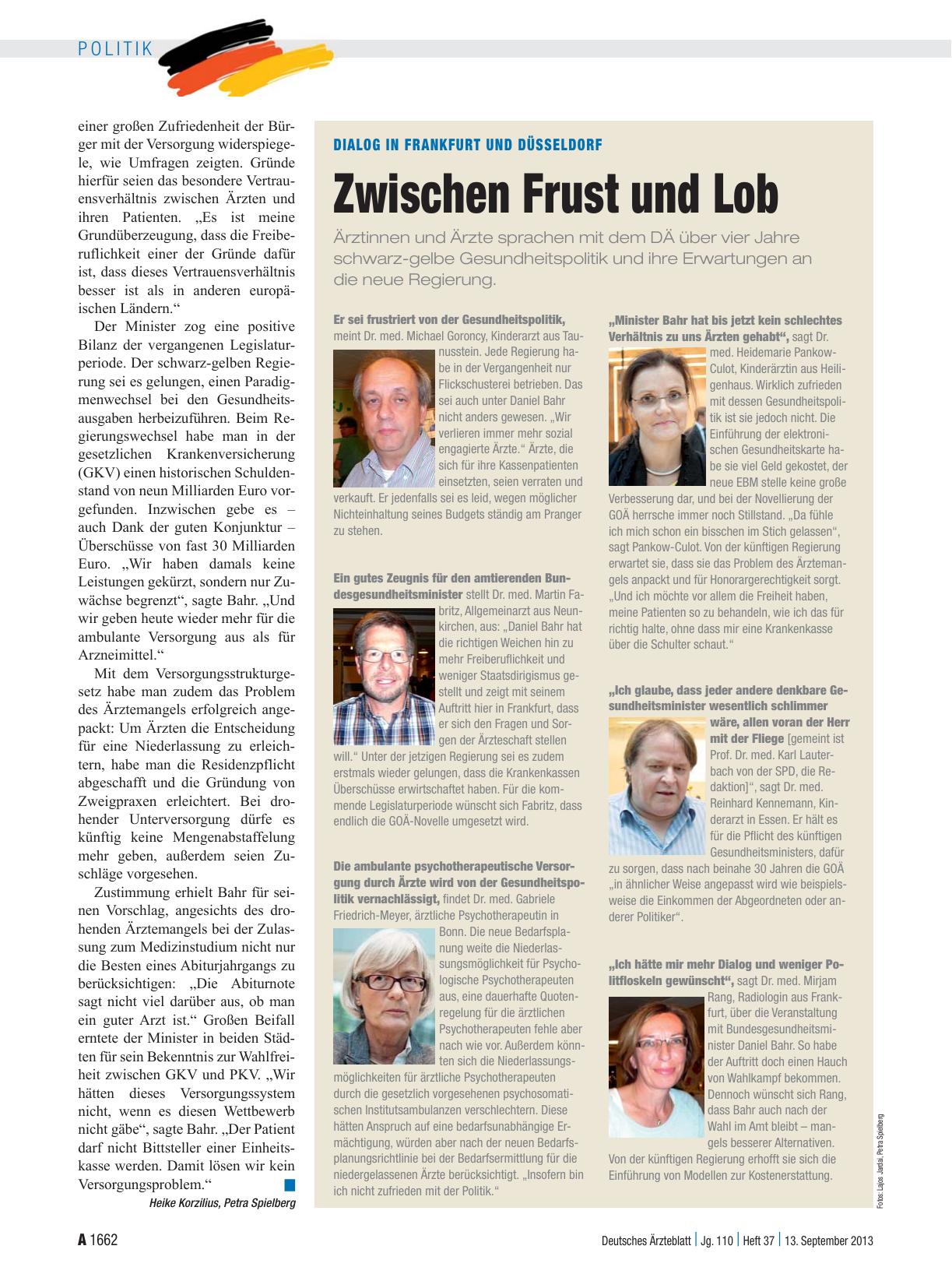 Vorschauseite 1: Dialog in Frankfurt und Düsseldorf: Zwischen Frust und Lob