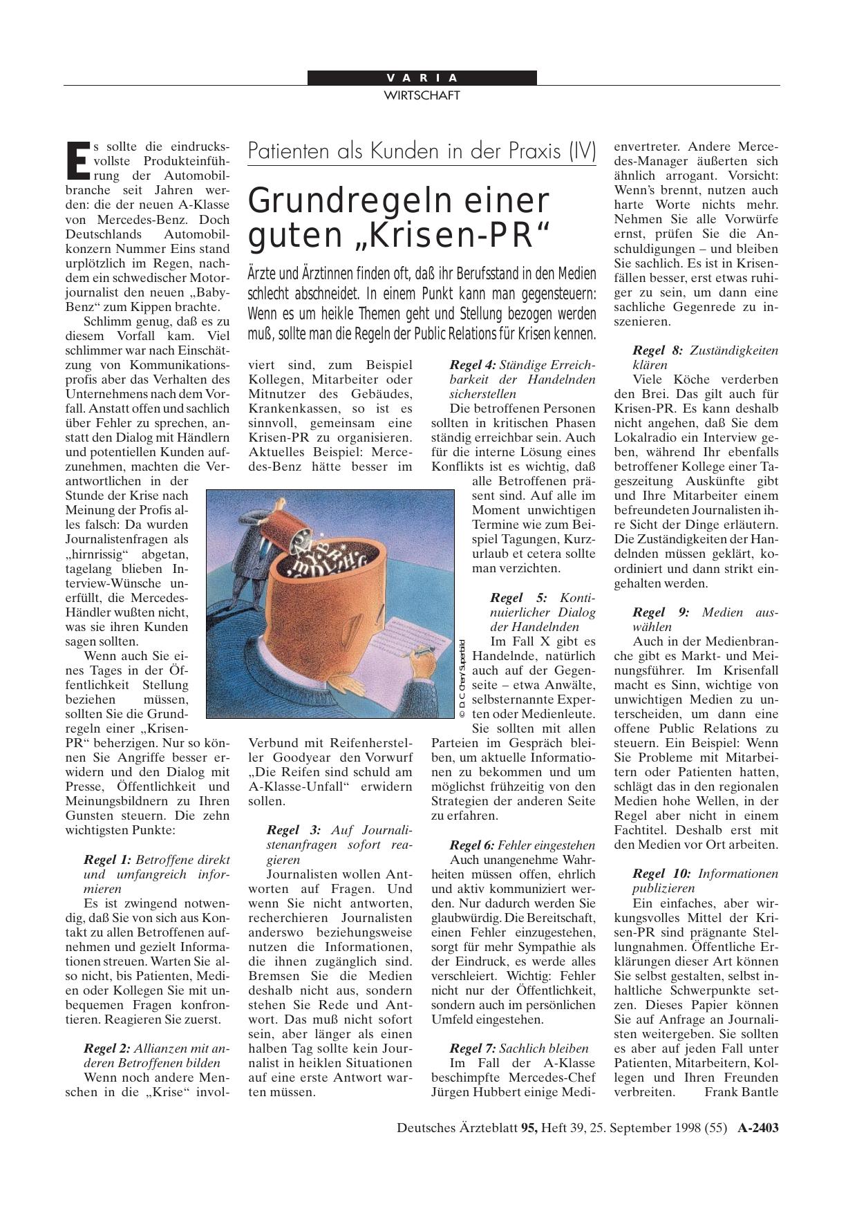 Vorschauseite 1: Patienten als Kunden in der Praxis (IV): Grundregeln einer guten „Krisen-PR“