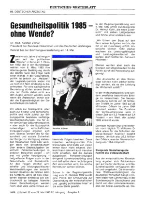 Vorschauseite 1: Gesundheitspolitik 1985 — ohne Wende?
