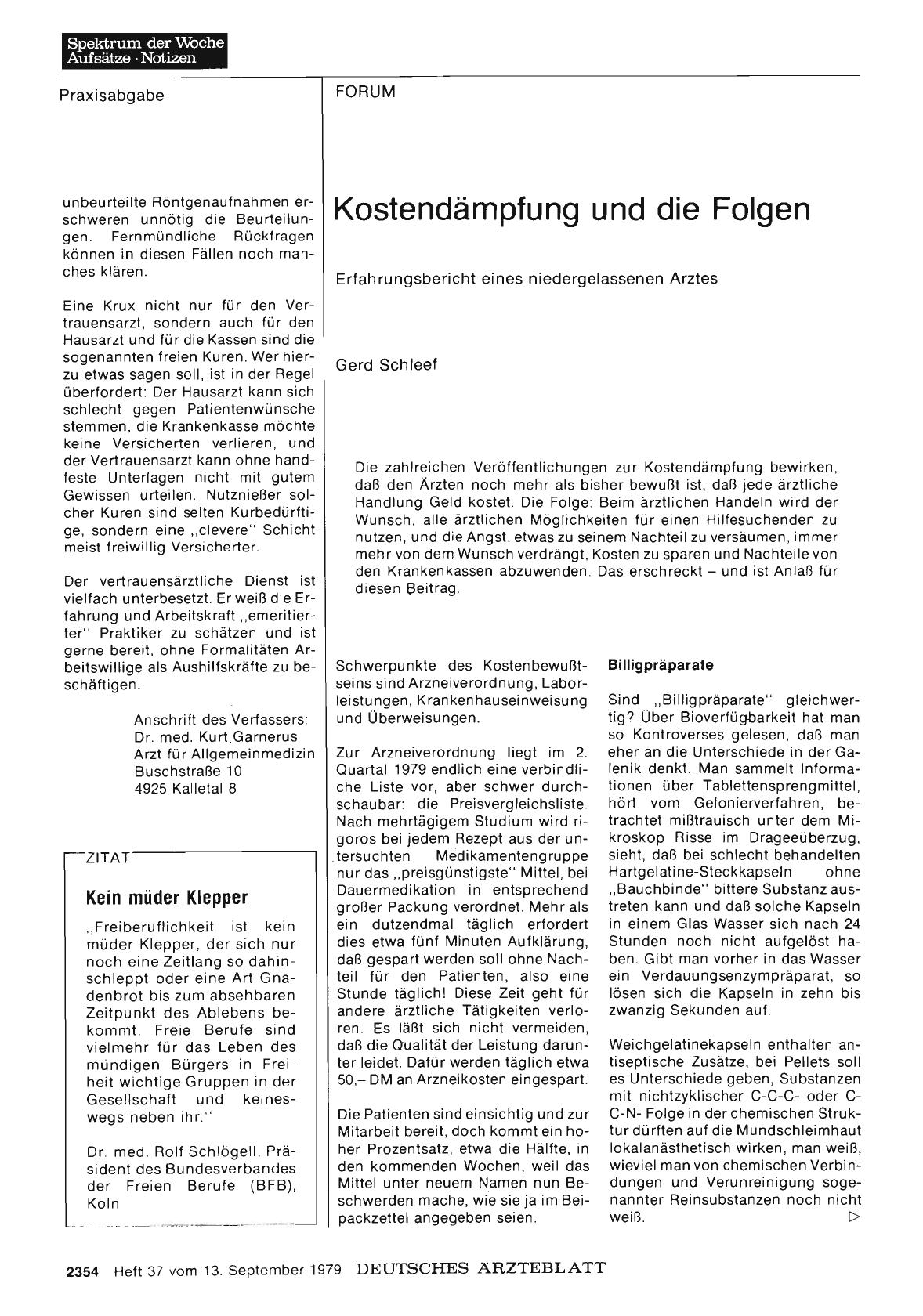 Vorschauseite 1: Kostendämpfung und die Folgen: Erfahrungsbericht eines niedergelassenen Arztes