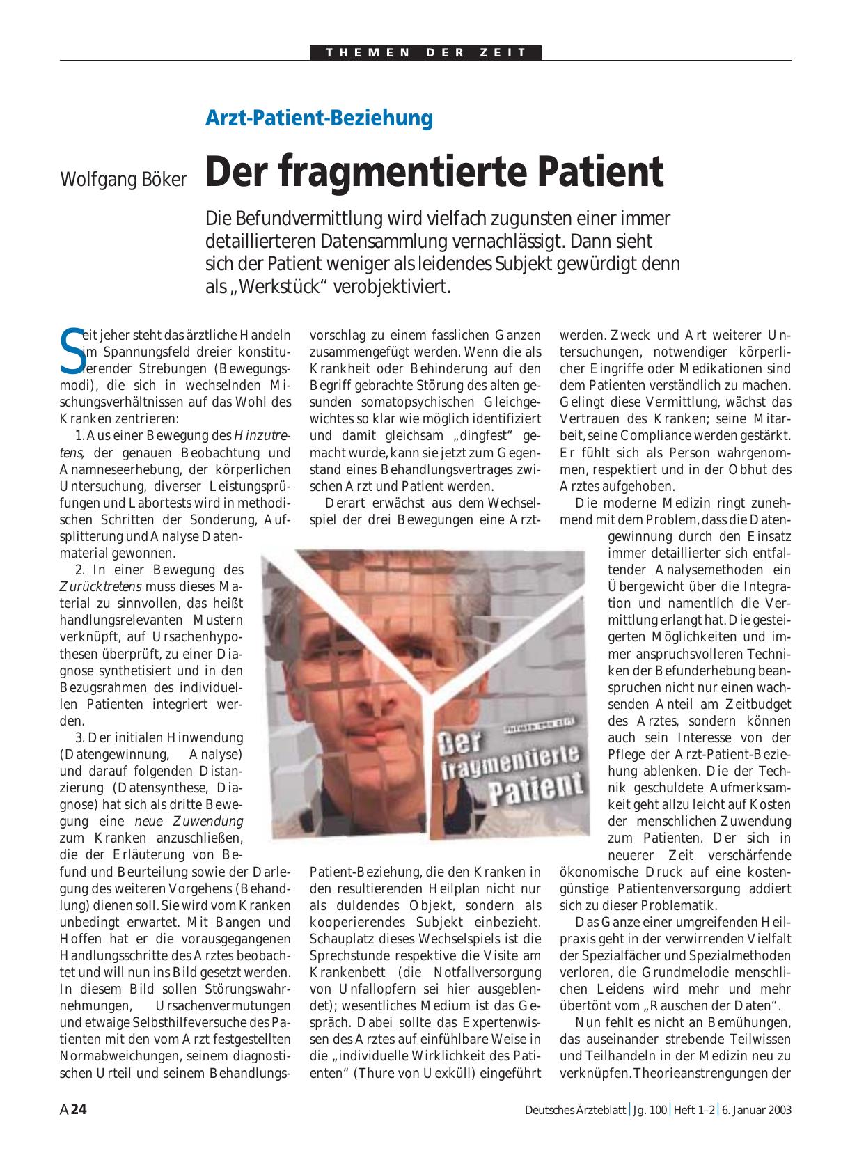 Vorschauseite 1: Arzt-Patient-Beziehung: Der fragmentierte Patient