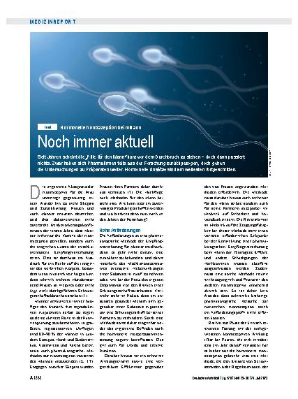 Vorschauseite 1: Hormonelle Kontrazeption beim Mann: Noch immer aktuell