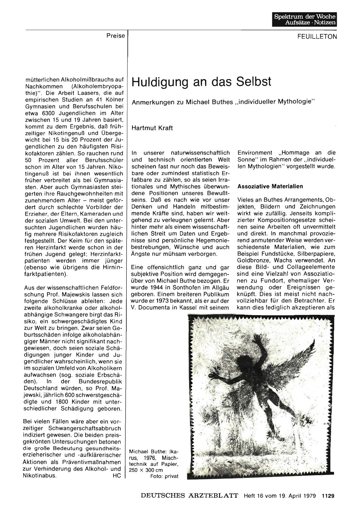 Vorschauseite 1: Huldigung an das Selbst: Anmerkungen zu Michael Buthes „individueller Mythologie“