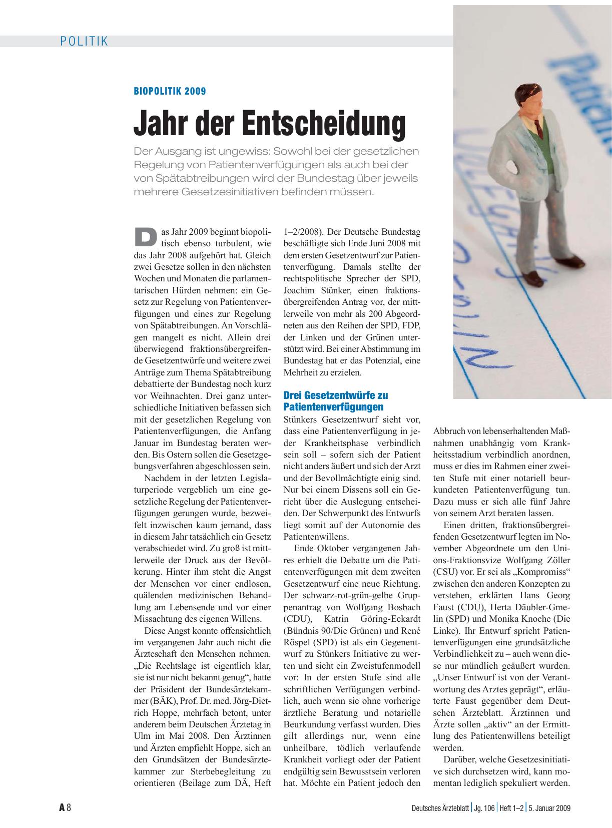 Vorschauseite 1: Biopolitik 2009: Jahr der Entscheidung