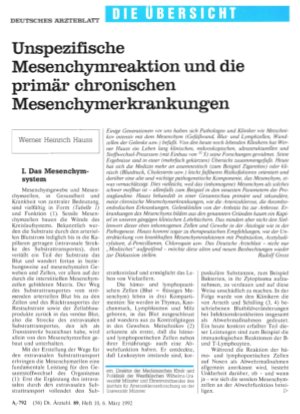 Vorschauseite 1: Unspezifische Mesenchymreaktion und die primär chronischen Mesenchymerkrankungen