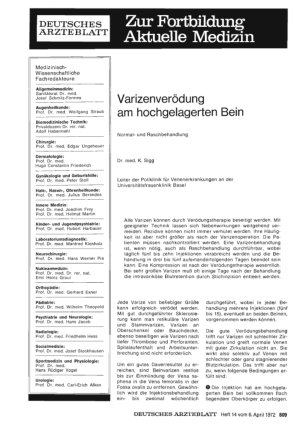 Vorschauseite 1: Varizenverödung am hochgelagerten Bein