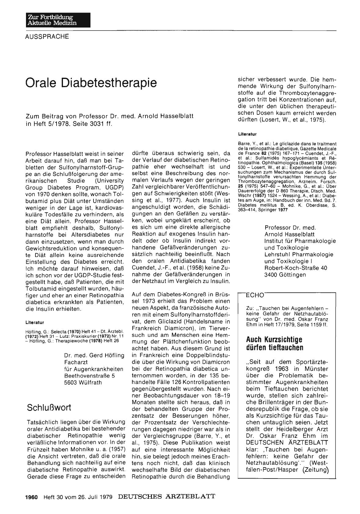 Vorschauseite 1: Orale Diabetestherapie