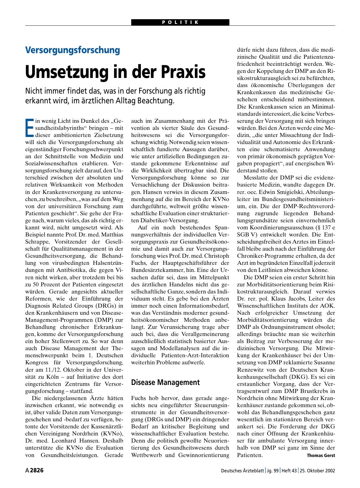 Vorschauseite 1: Versorgungsforschung: Umsetzung in der Praxis
