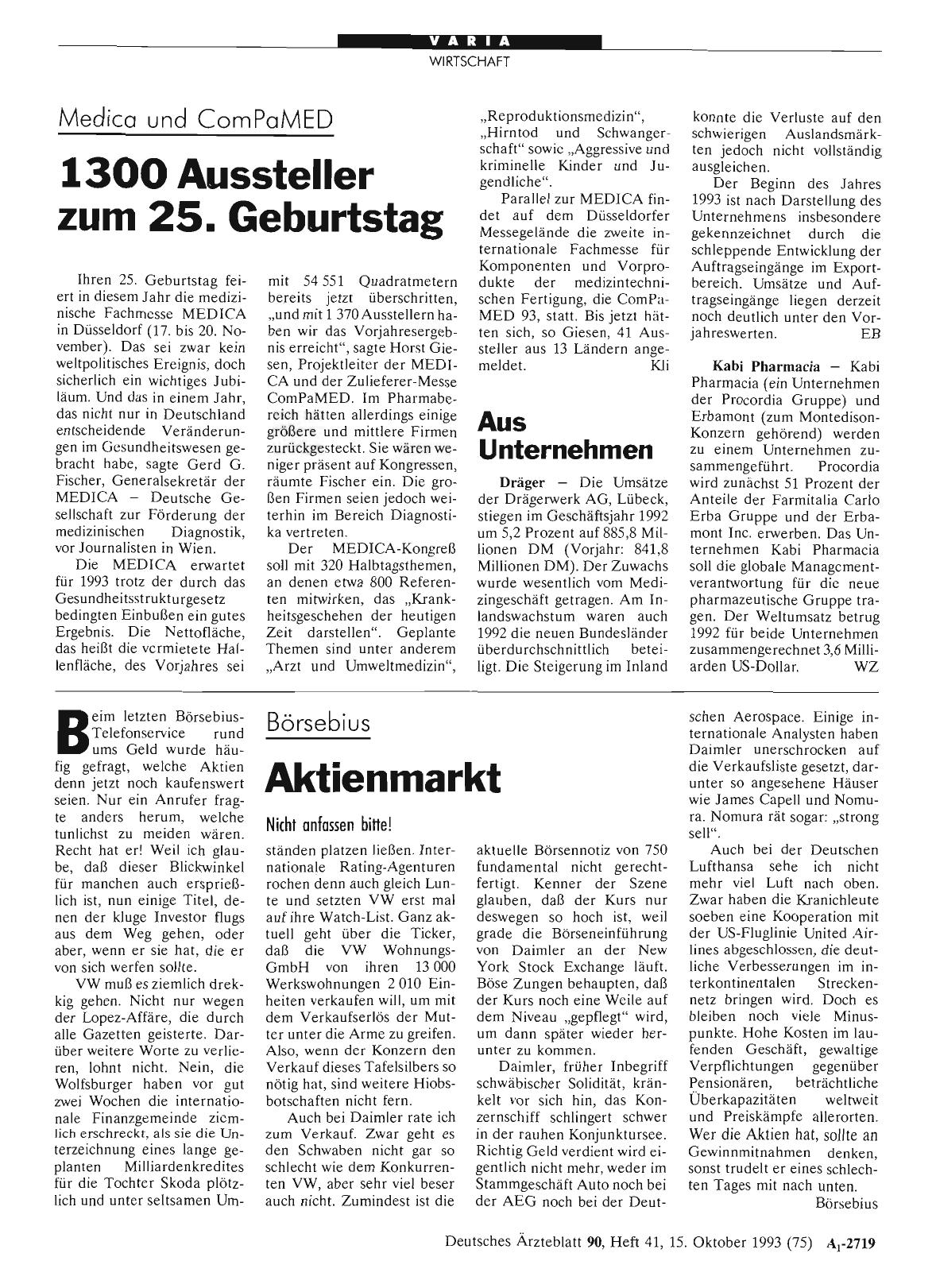 Vorschauseite 1: Medica und ComPaMED: 1300 Aussteller zum 25. Geburtstag