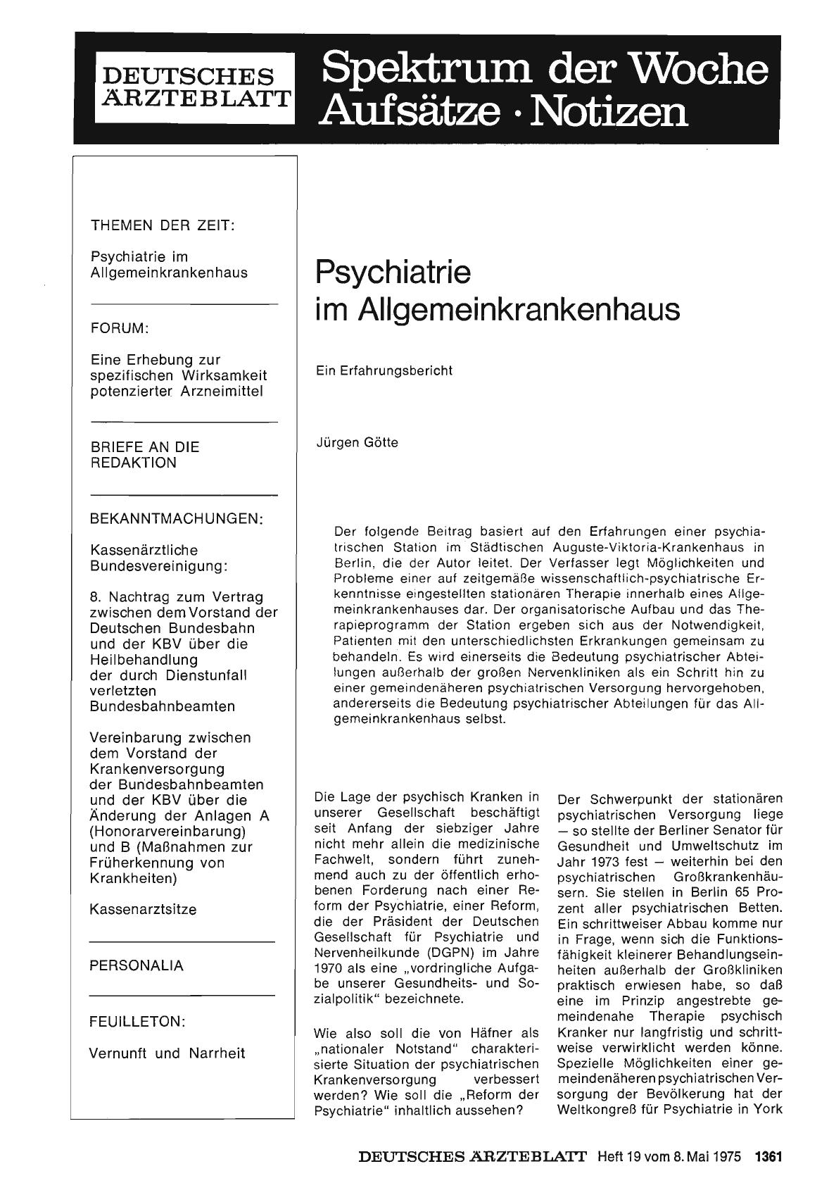 Vorschauseite 1: Psychiatrie im Allgemeinkrankenhaus