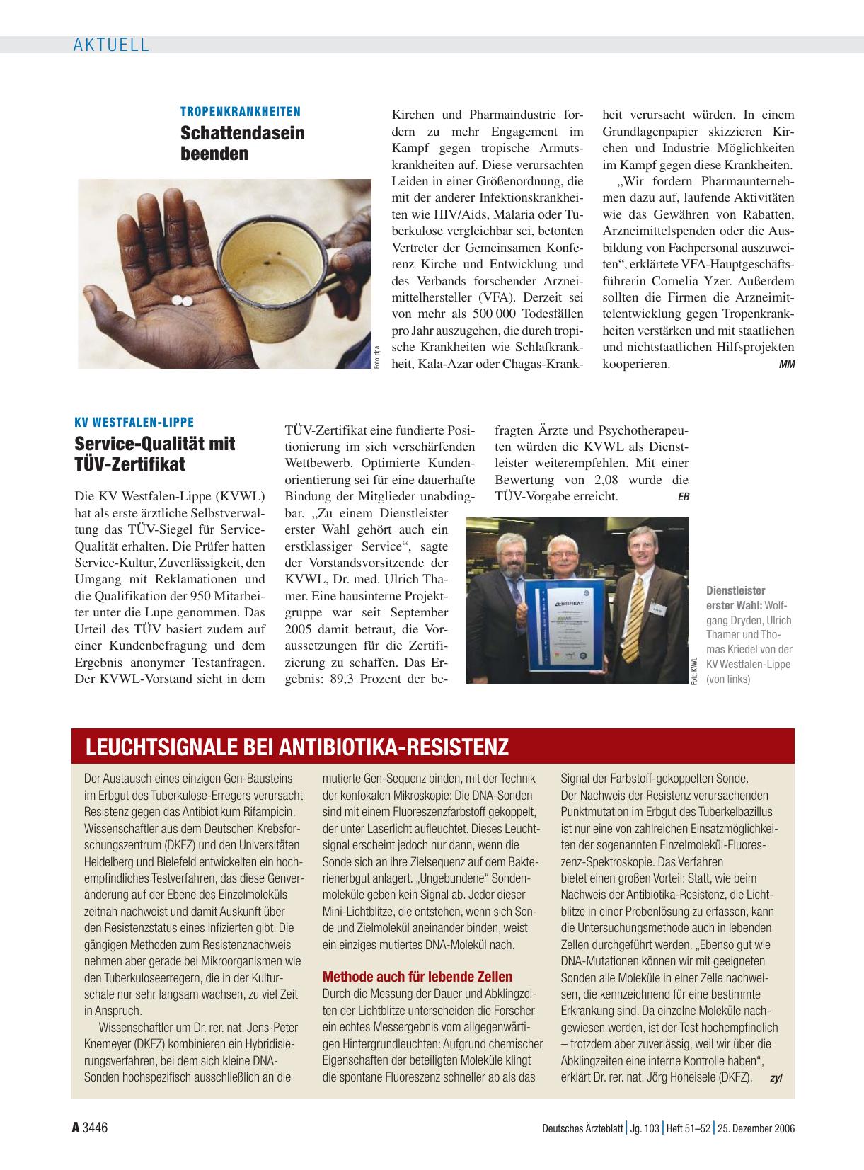 Vorschauseite 1: Leuchtsignale bei Antibiotika-Resistenz
