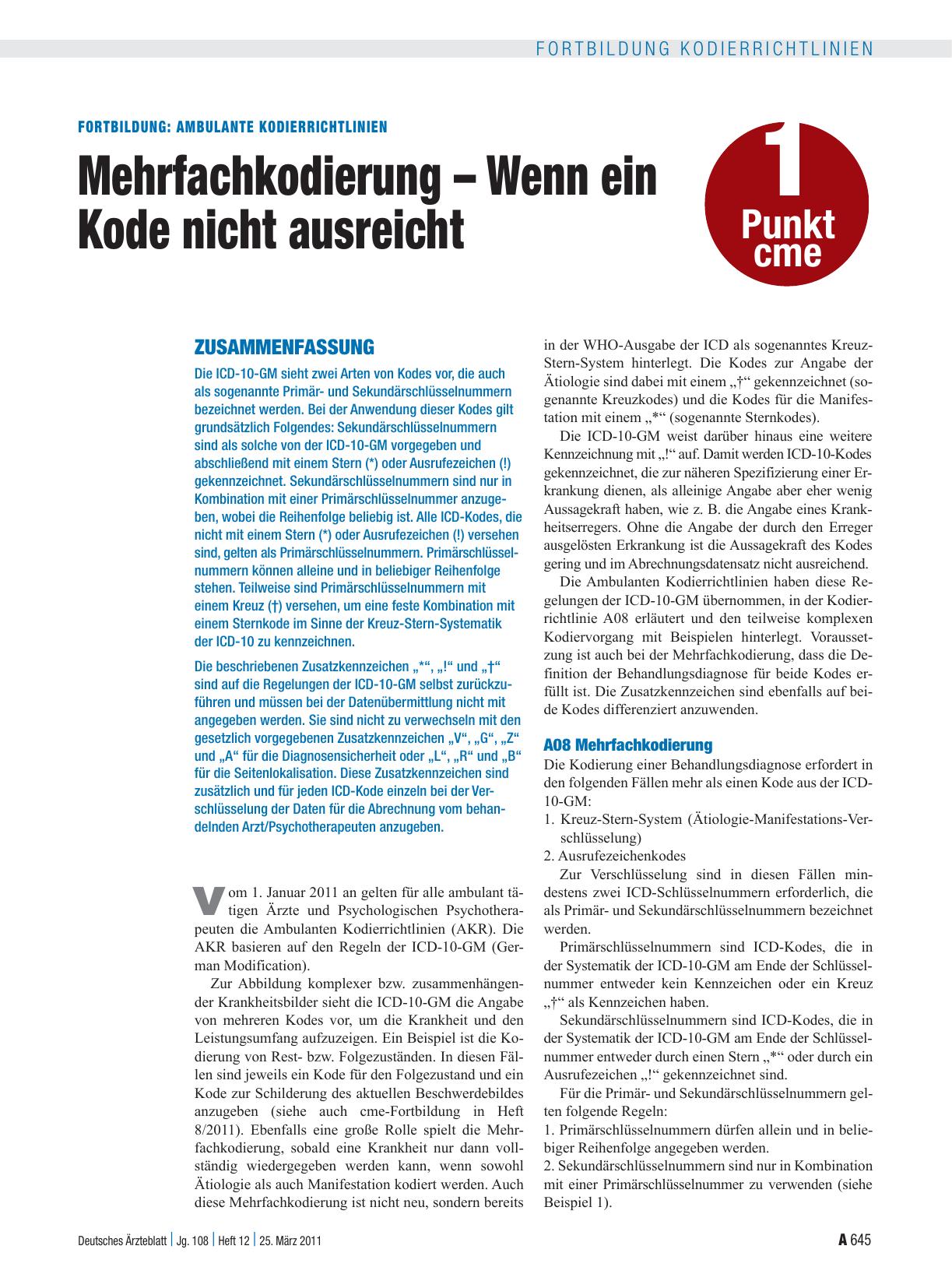 Vorschauseite 1: Ambulante Kodierrichtlinien: Mehrfachkodierung – Wenn ein Kode nicht ausreicht