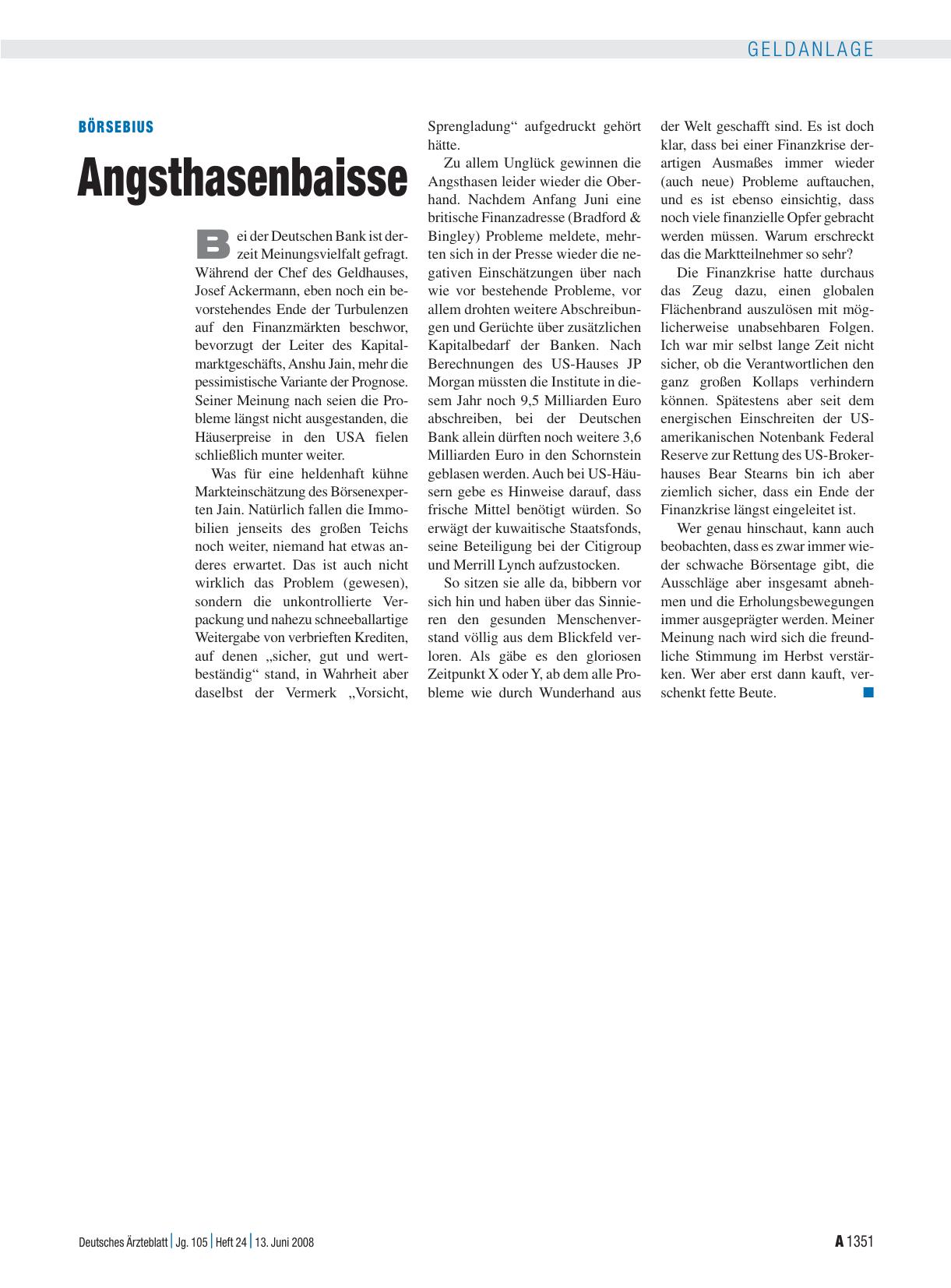 Vorschauseite 1: Börsebius: Angsthasenbaisse