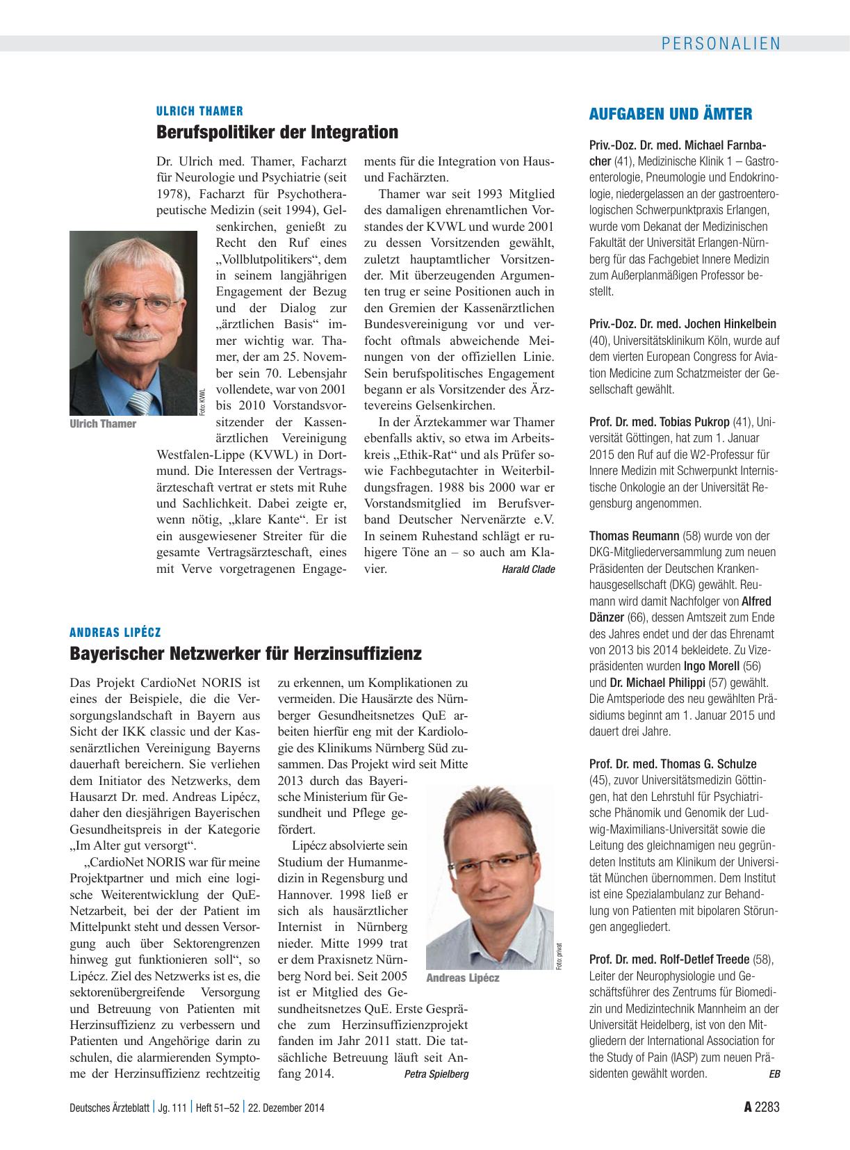 Vorschauseite 1: Andreas Lipécz: Bayerischer Netzwerker für Herzinsuffizienz