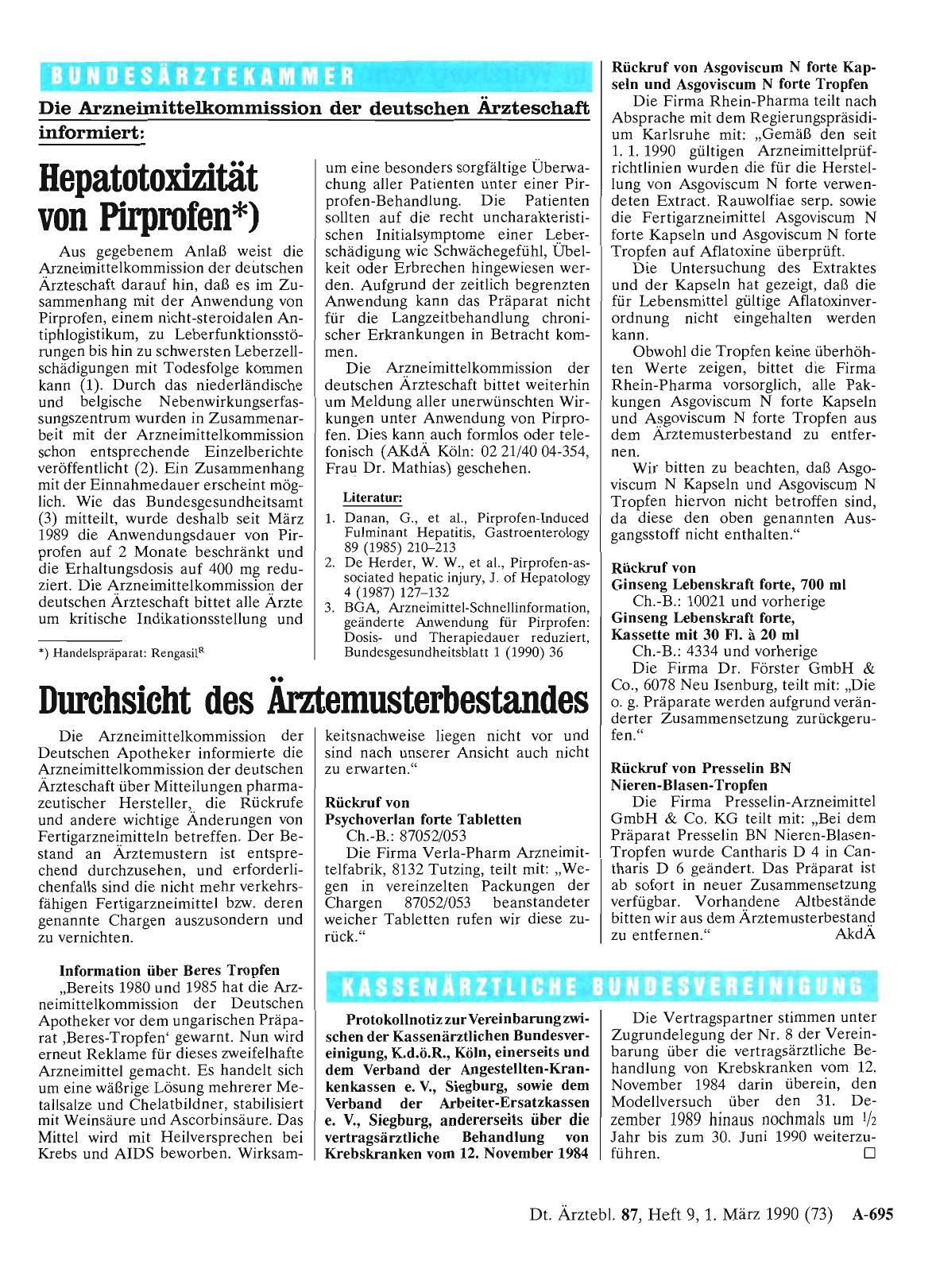 Vorschauseite 1: Durchsicht des Ärztemusterbestandes