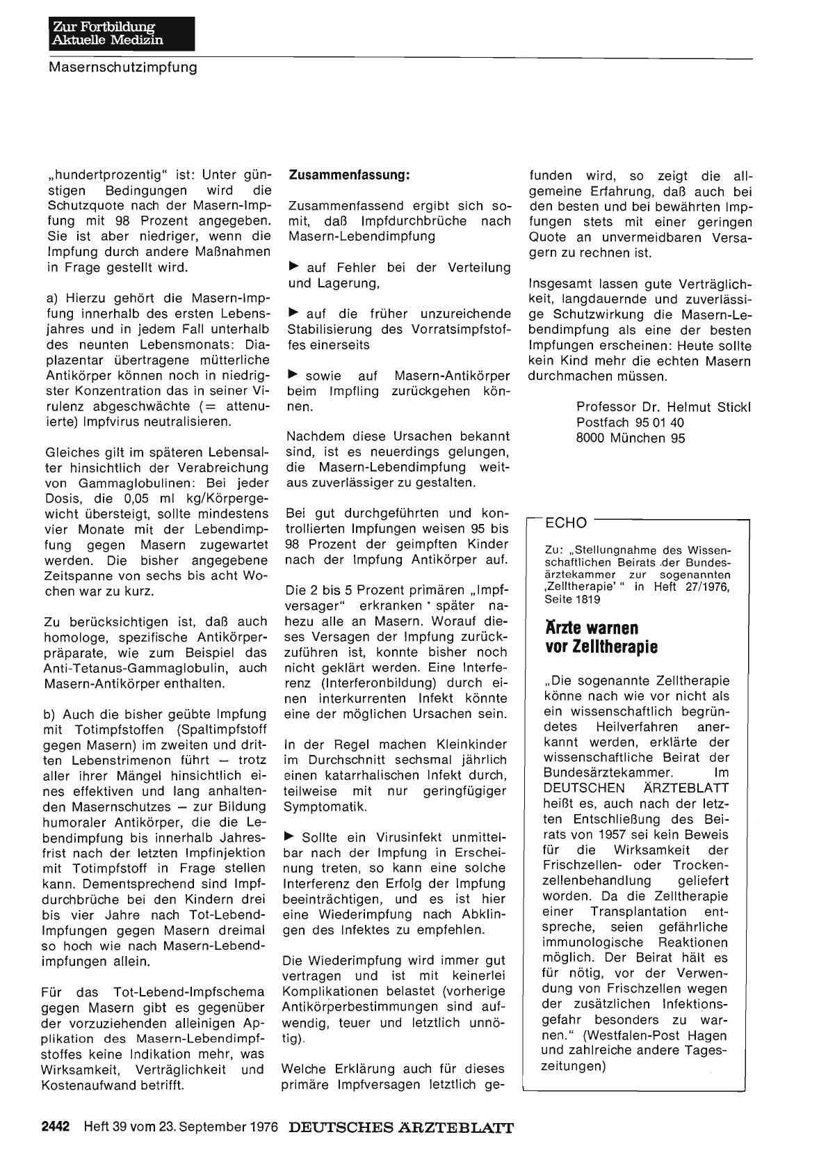 Vorschauseite 1: Ärzte warnen vor Zelltherapie
