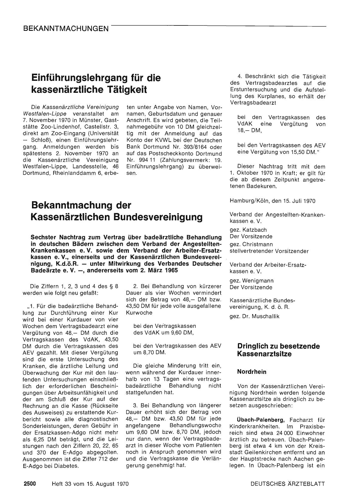 Vorschauseite 1: Dringlich zu besetzende Kassenarztsitze