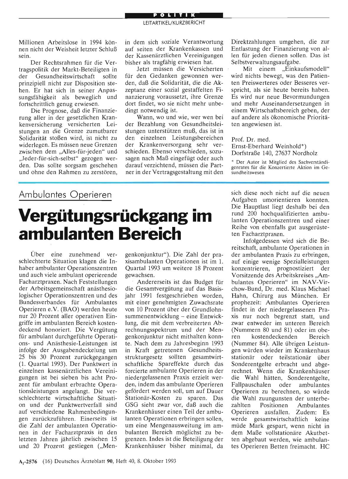 Vorschauseite 1: Ambulantes Operieren: Vergütungsrückgang im ambulanten Bereich