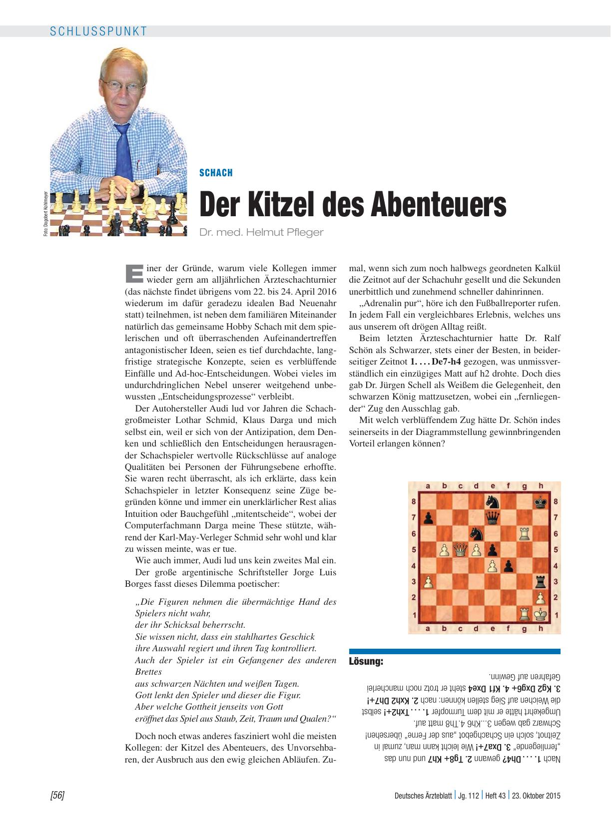 Vorschauseite 1: Schach: Der Kitzel des Abenteuers