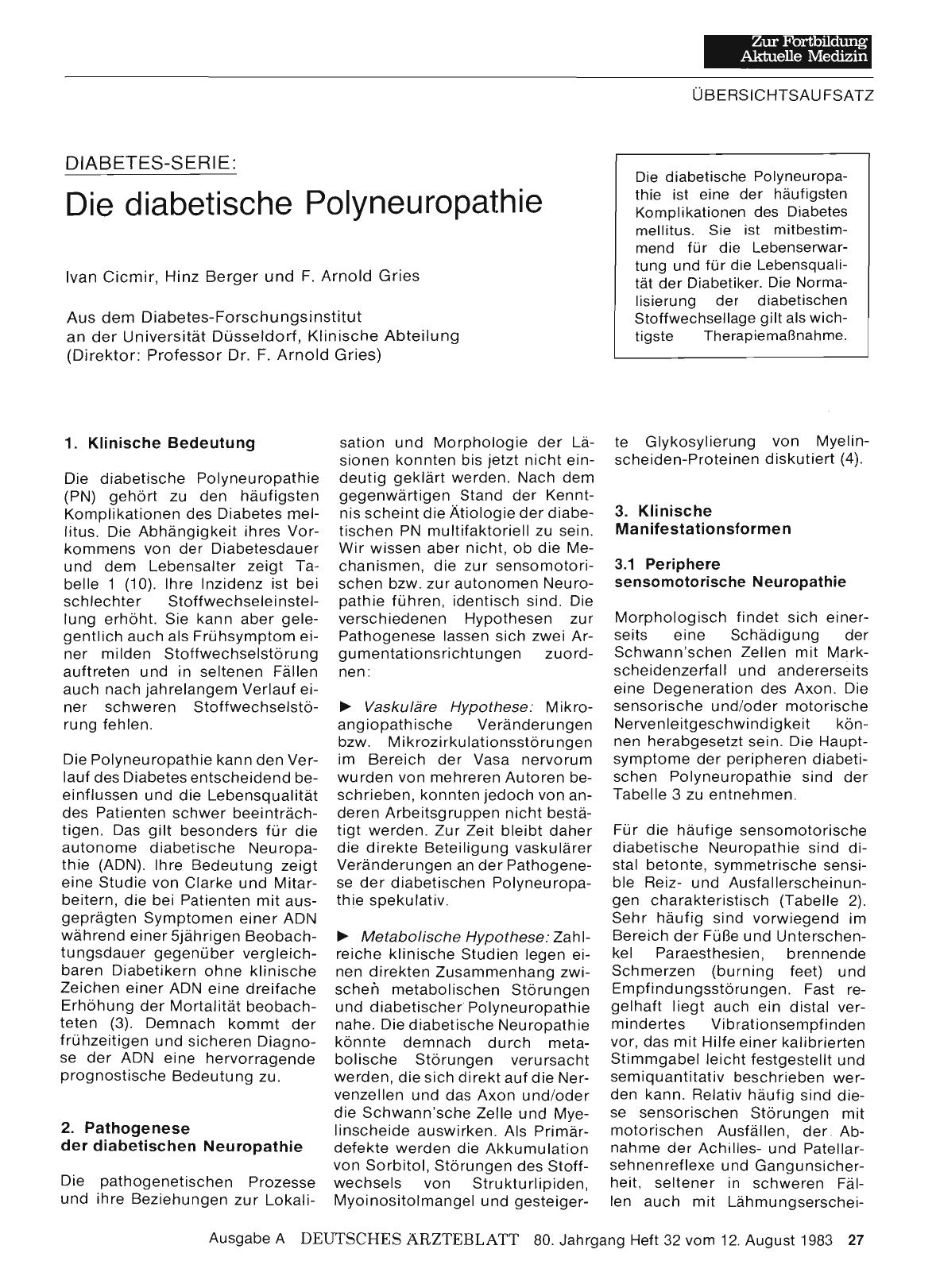 Vorschauseite 1: Die diabetische Polyneuropathie