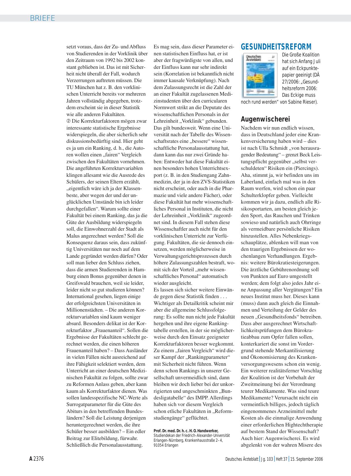 Vorschauseite 1: Gesundheitsreform: Augenwischerei