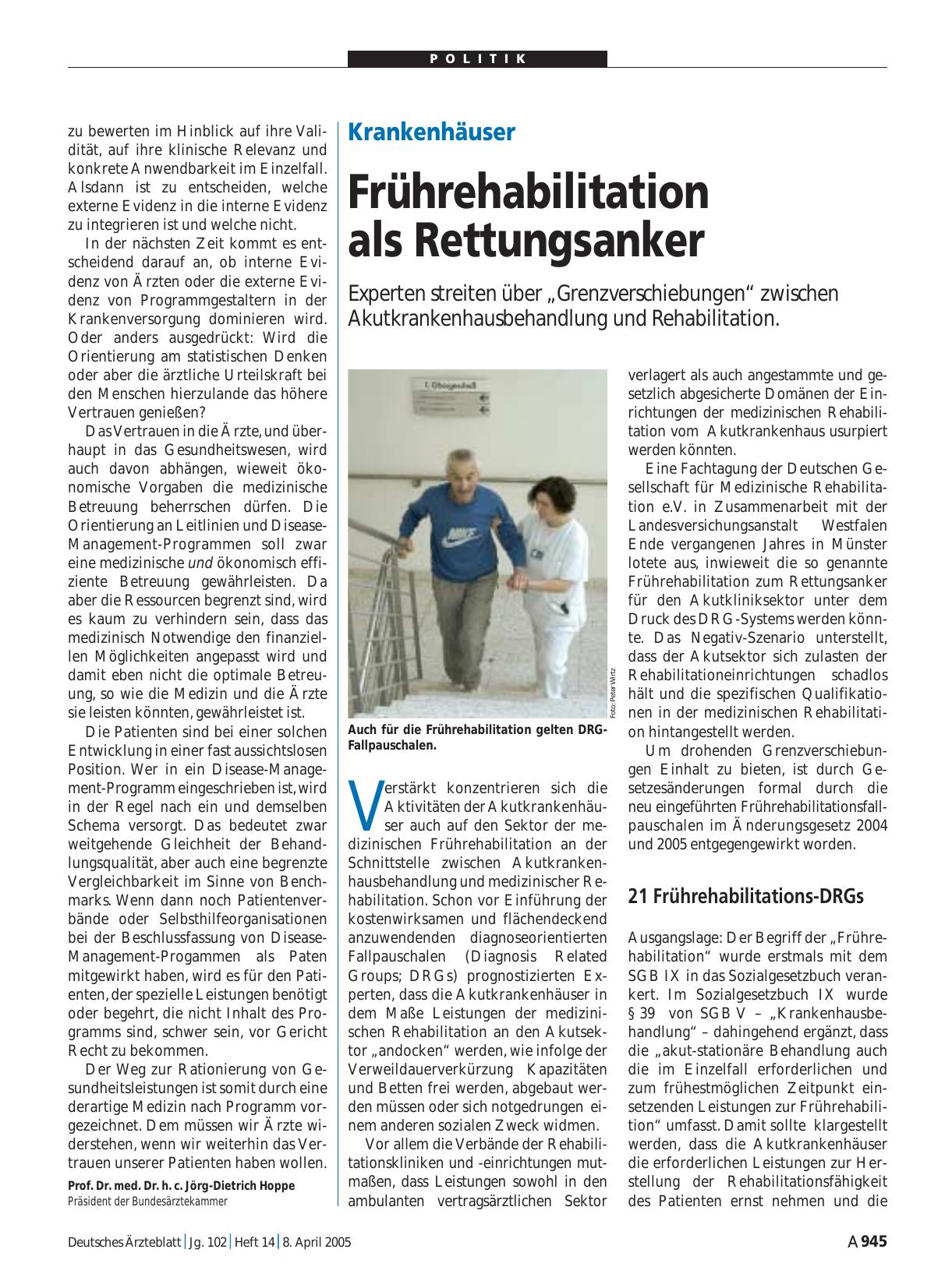 Vorschauseite 1: Krankenhäuser: Frührehabilitation als Rettungsanker