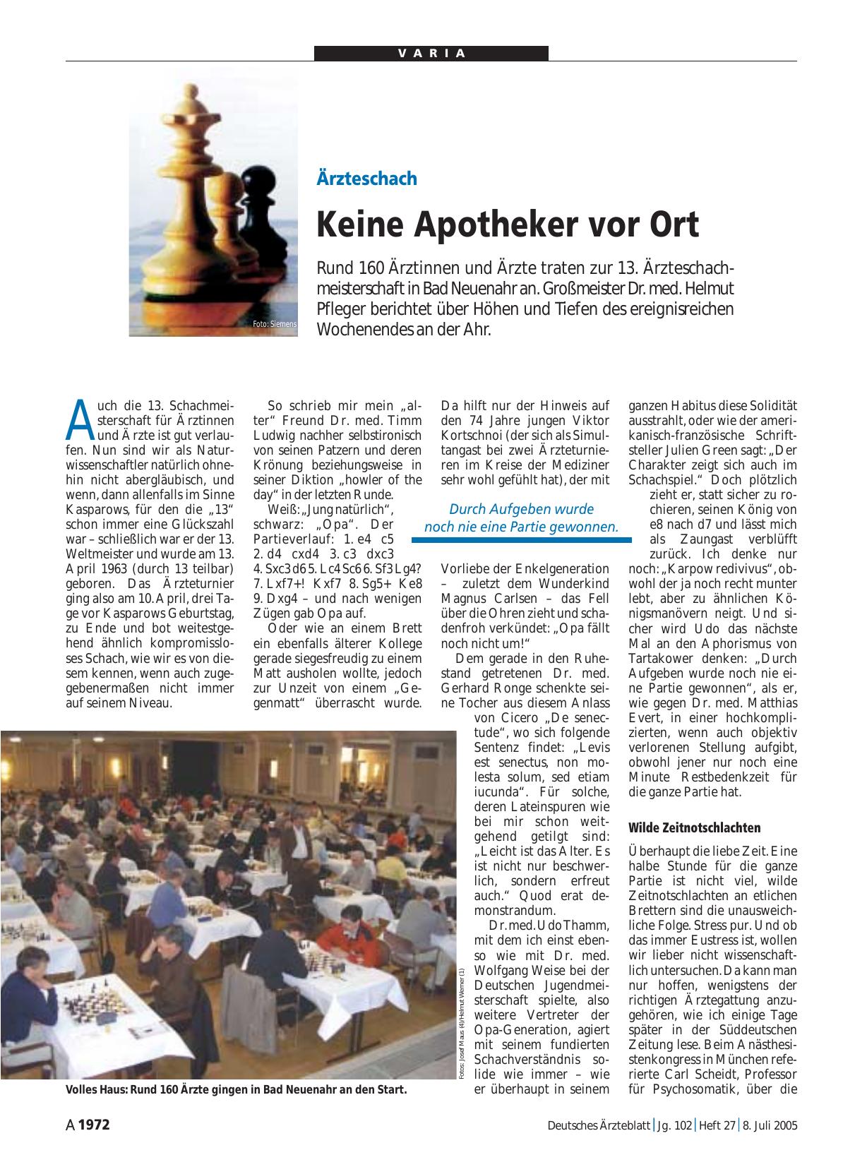 Vorschauseite 1: Ärzteschach: Keine Apotheker vor Ort
