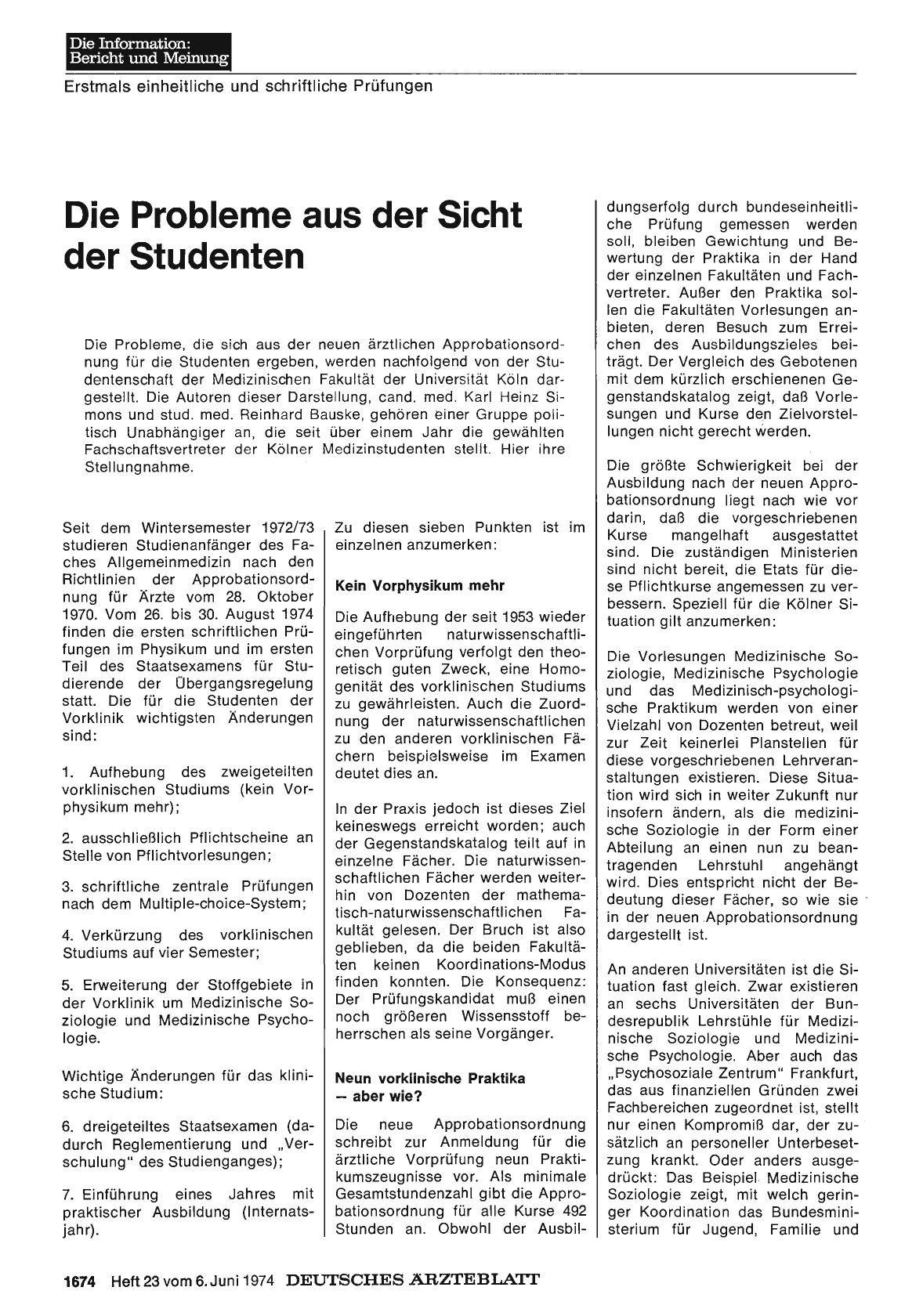 Vorschauseite 1: Die Probleme aus der Sicht der Studenten