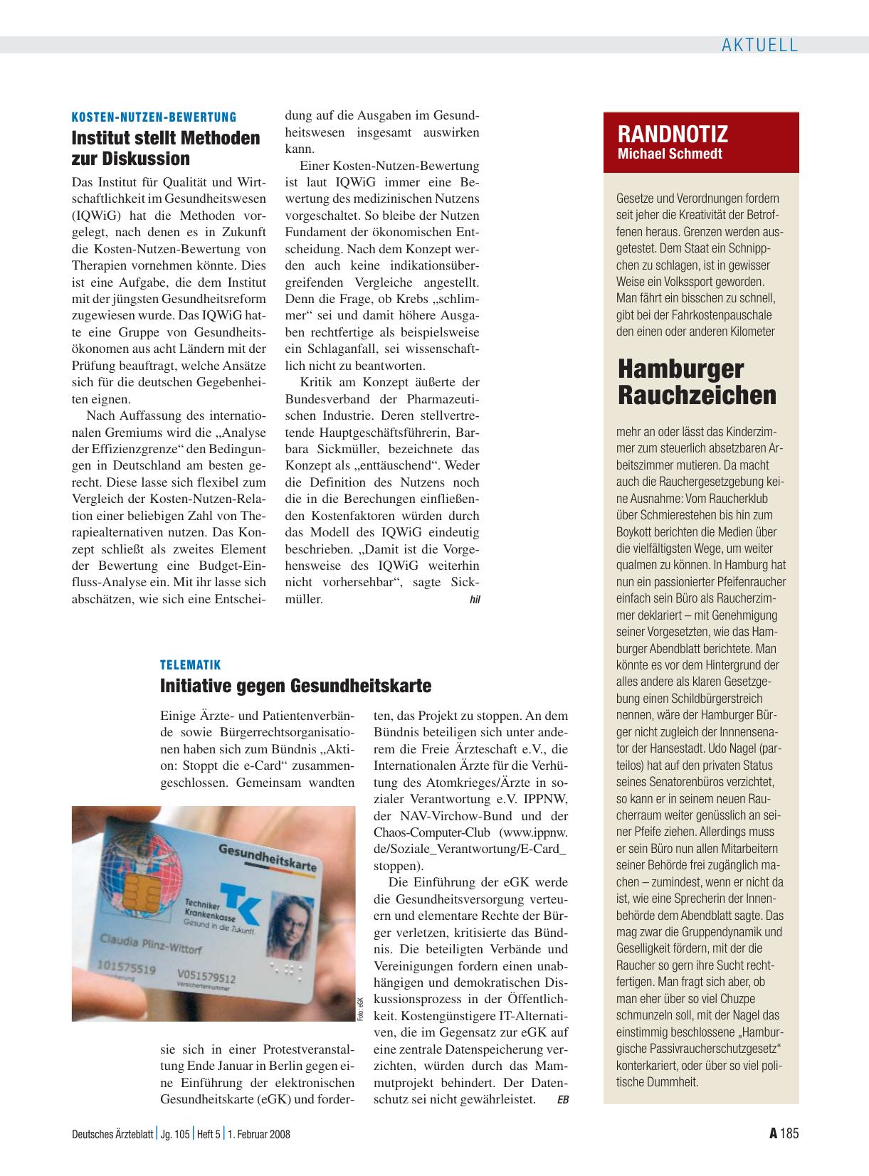 Vorschauseite 1: Kosten-Nutzen-Bewertung: Institut stellt Methoden zur Diskussion