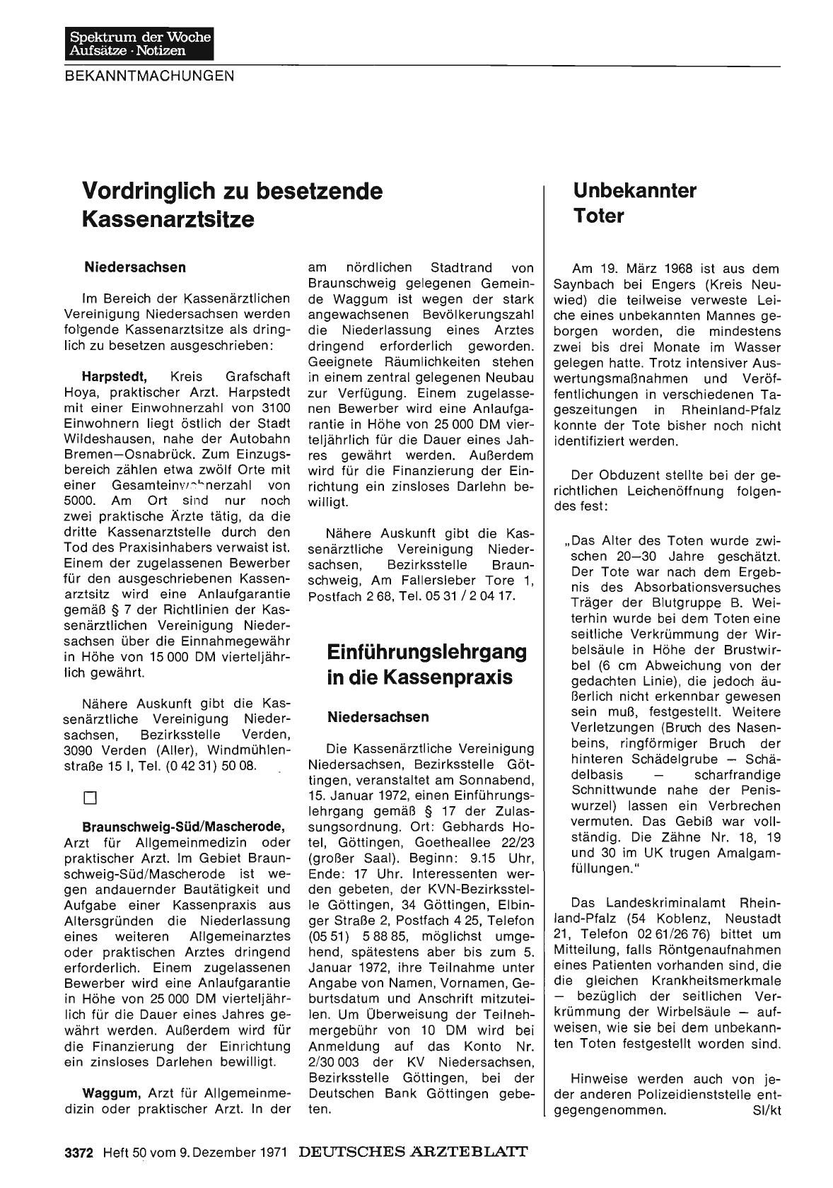 Vorschauseite 1: Vordringlich zu besetzende Kassenarztsitze