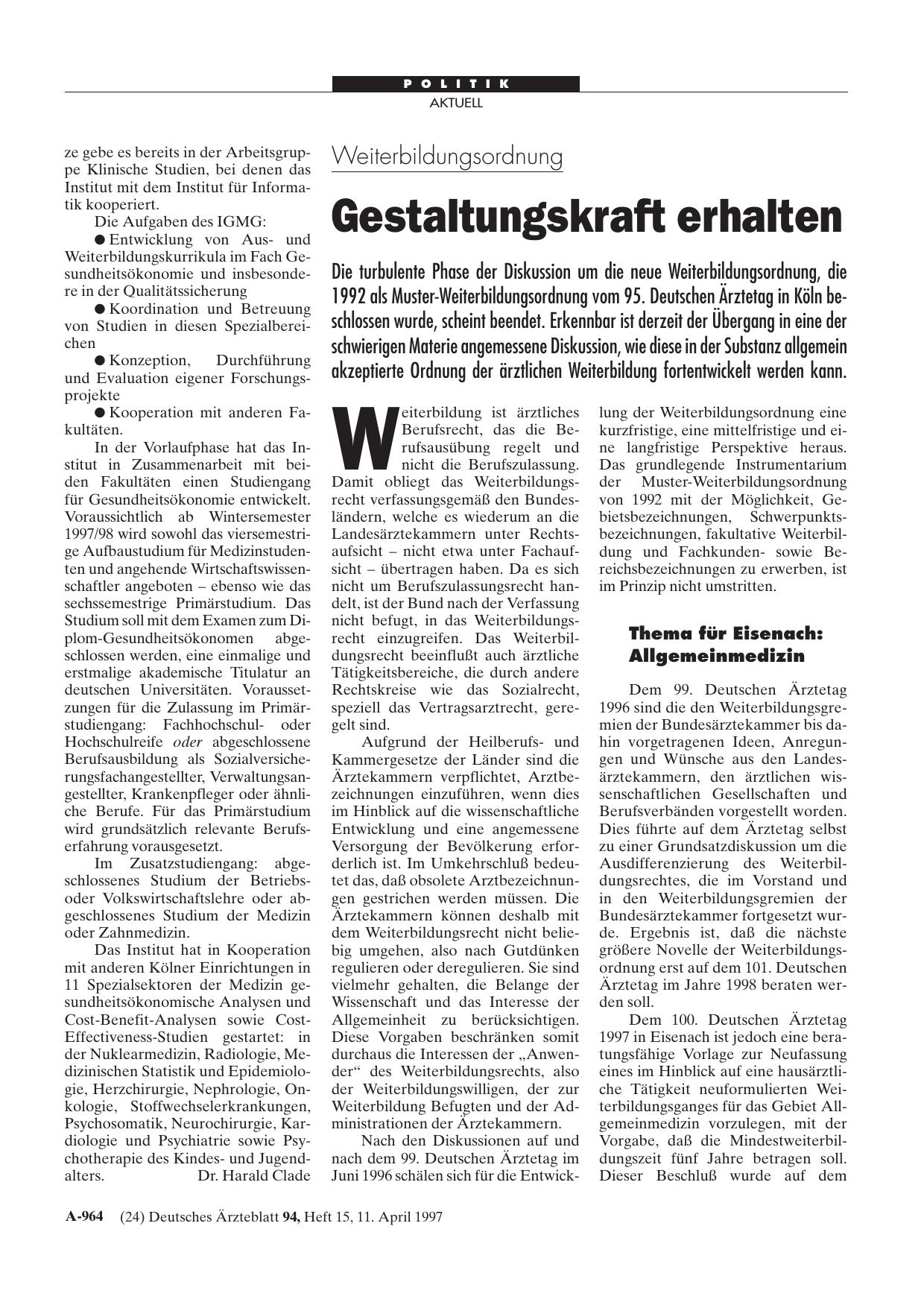 Vorschauseite 1: Weiterbildungsordnung: Gestaltungskraft erhalten