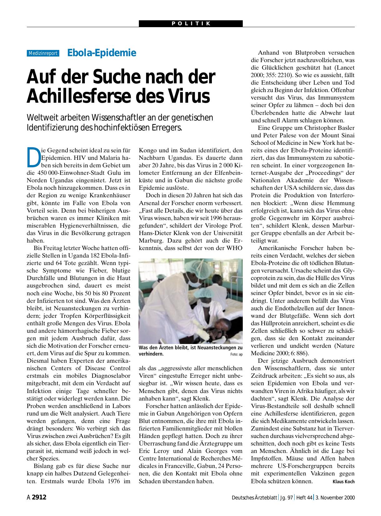 Vorschauseite 1: Ebola-Epidemie: Auf der Suche nach der Achillesferse des Virus