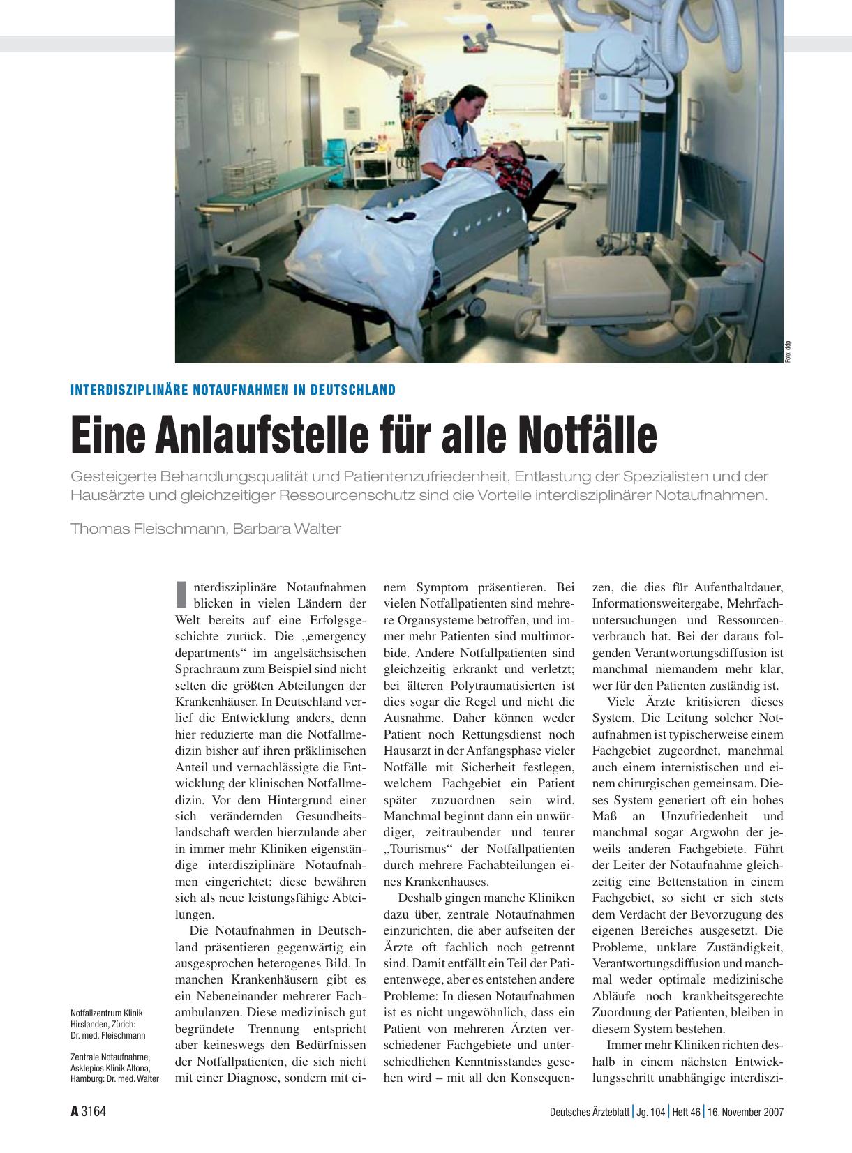 Vorschauseite 1: Interdisziplinäre Notaufnahmen in Deutschland: Eine Anlaufstelle für alle Notfälle
