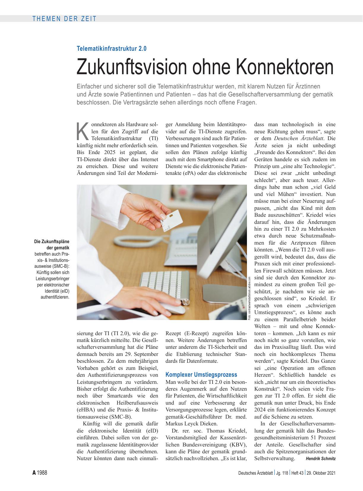 Vorschauseite 1: Telematikinfrastruktur 2.0: Zukunftsvision ohne Konnektoren