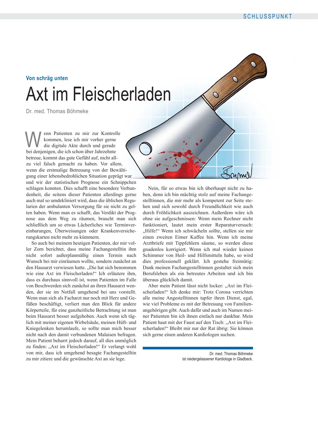 Vorschauseite 1: Von schräg unten: Axt im Fleischerladen