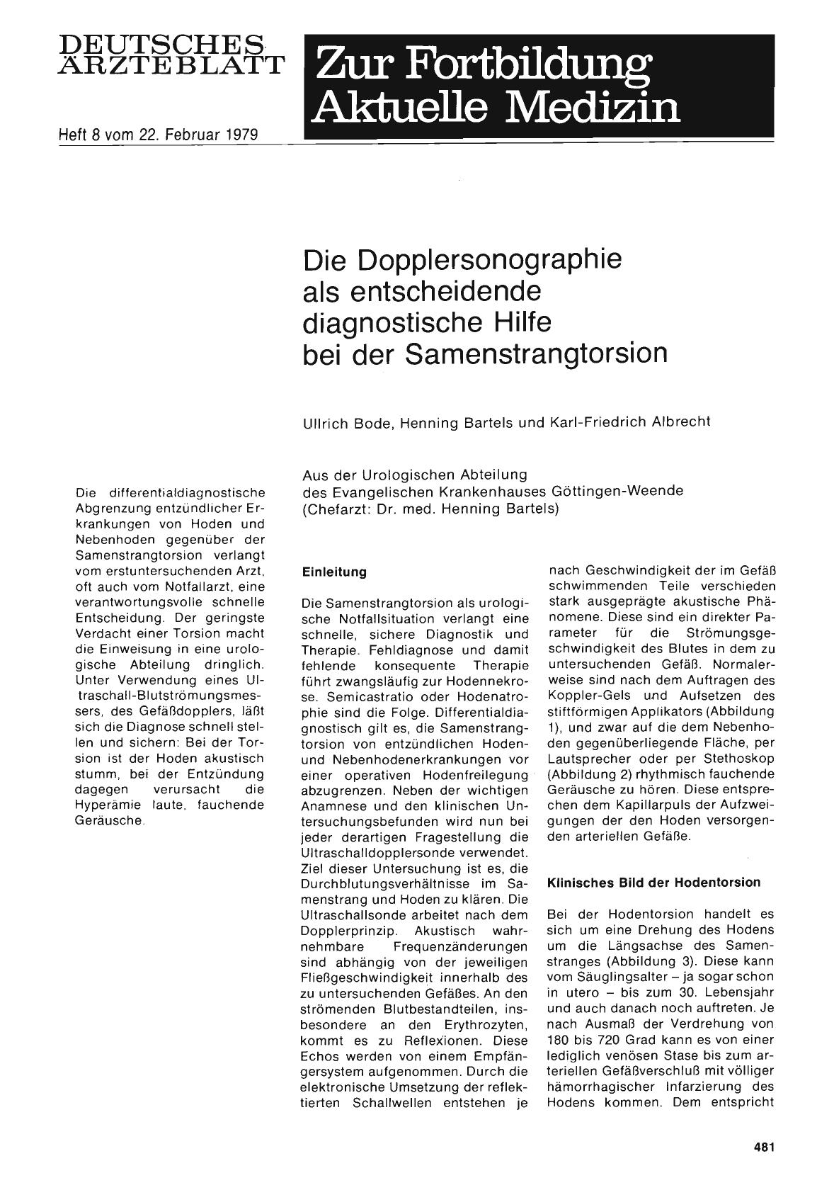 Vorschauseite 1: Die Dopplersonographie als entscheidende diagnostische Hilfe bei der Samenstrangtorsion