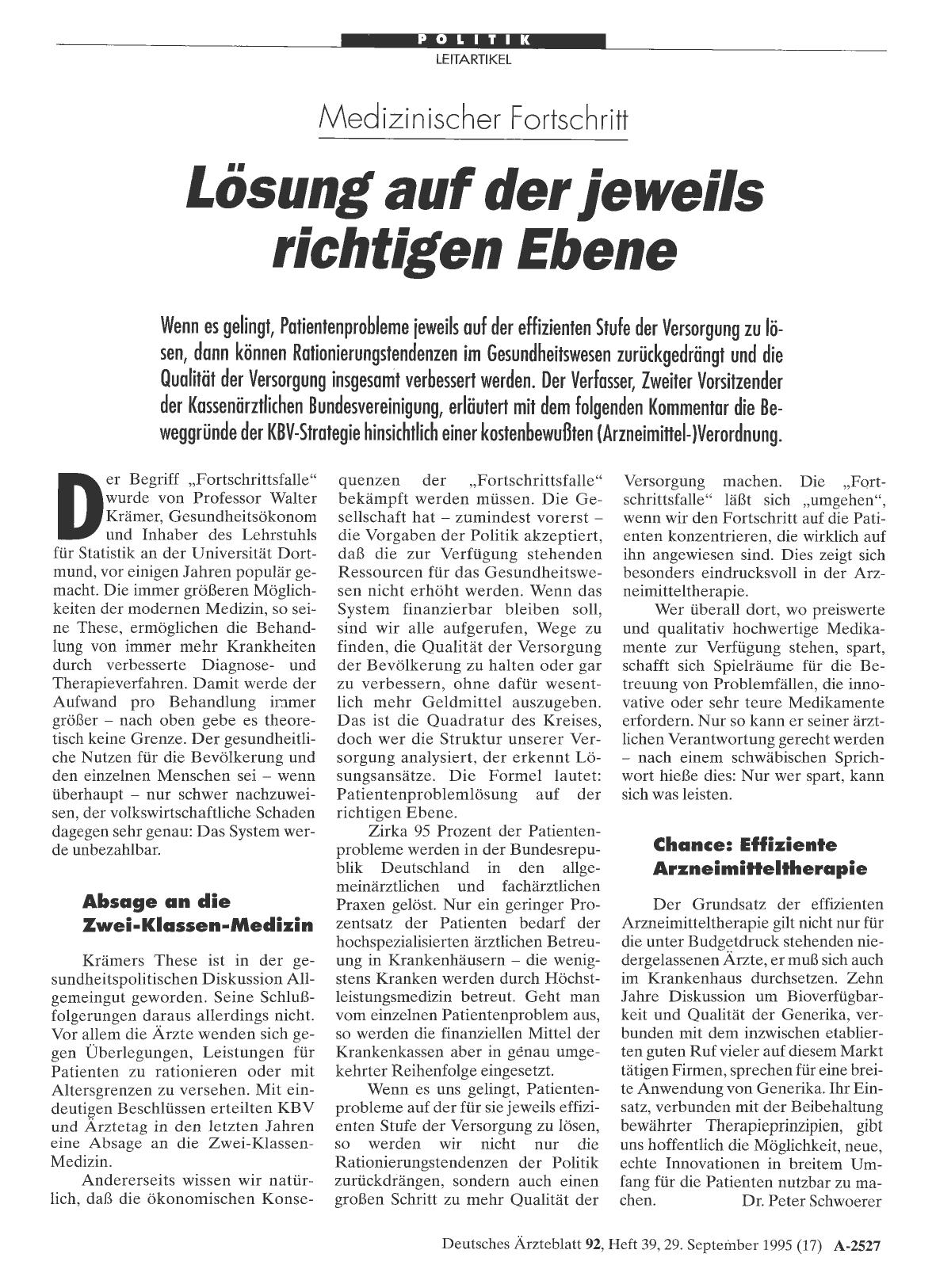 Vorschauseite 1: Medizinischer Fortschritt: Lösung auf der jeweils richtigen Ebene