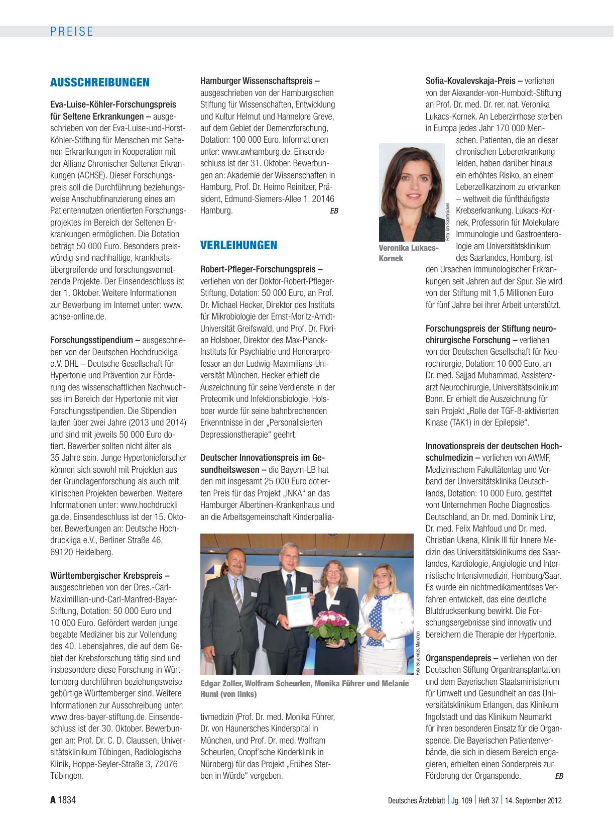 Vorschauseite 1: Verleihungen