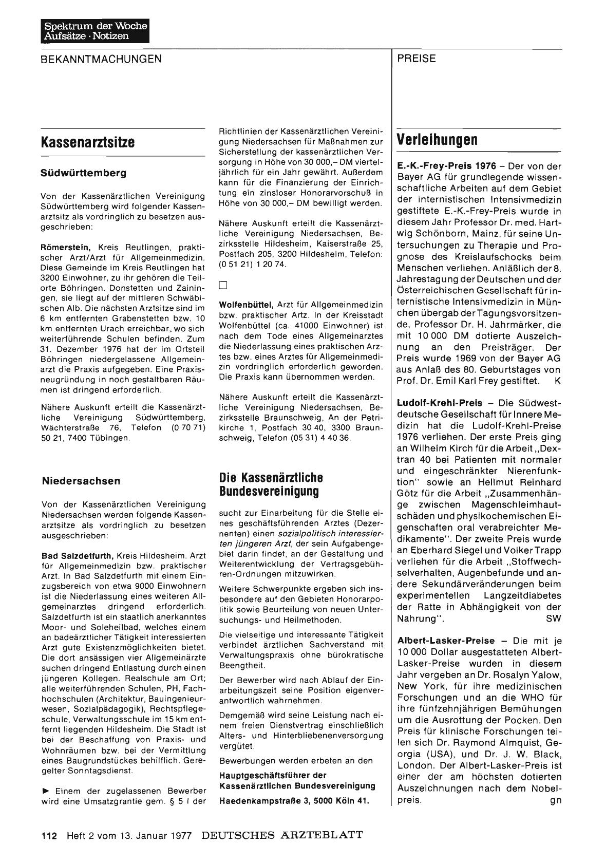 Vorschauseite 1: Verleihungen