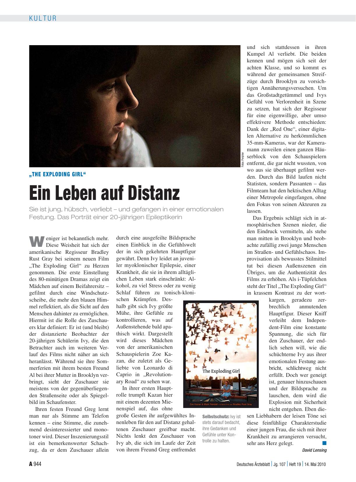 Vorschauseite 1: „The Exploding girl“: Ein Leben auf Distanz