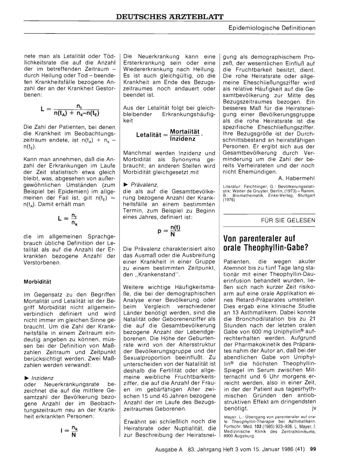 Vorschauseite 1: Von parenteraler auf orale Theophyllin-Gabe?