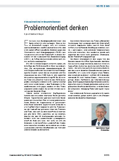 Vorschauseite 1: Diskussionsklima im Gesundheitswesen: Problemorientiert denken