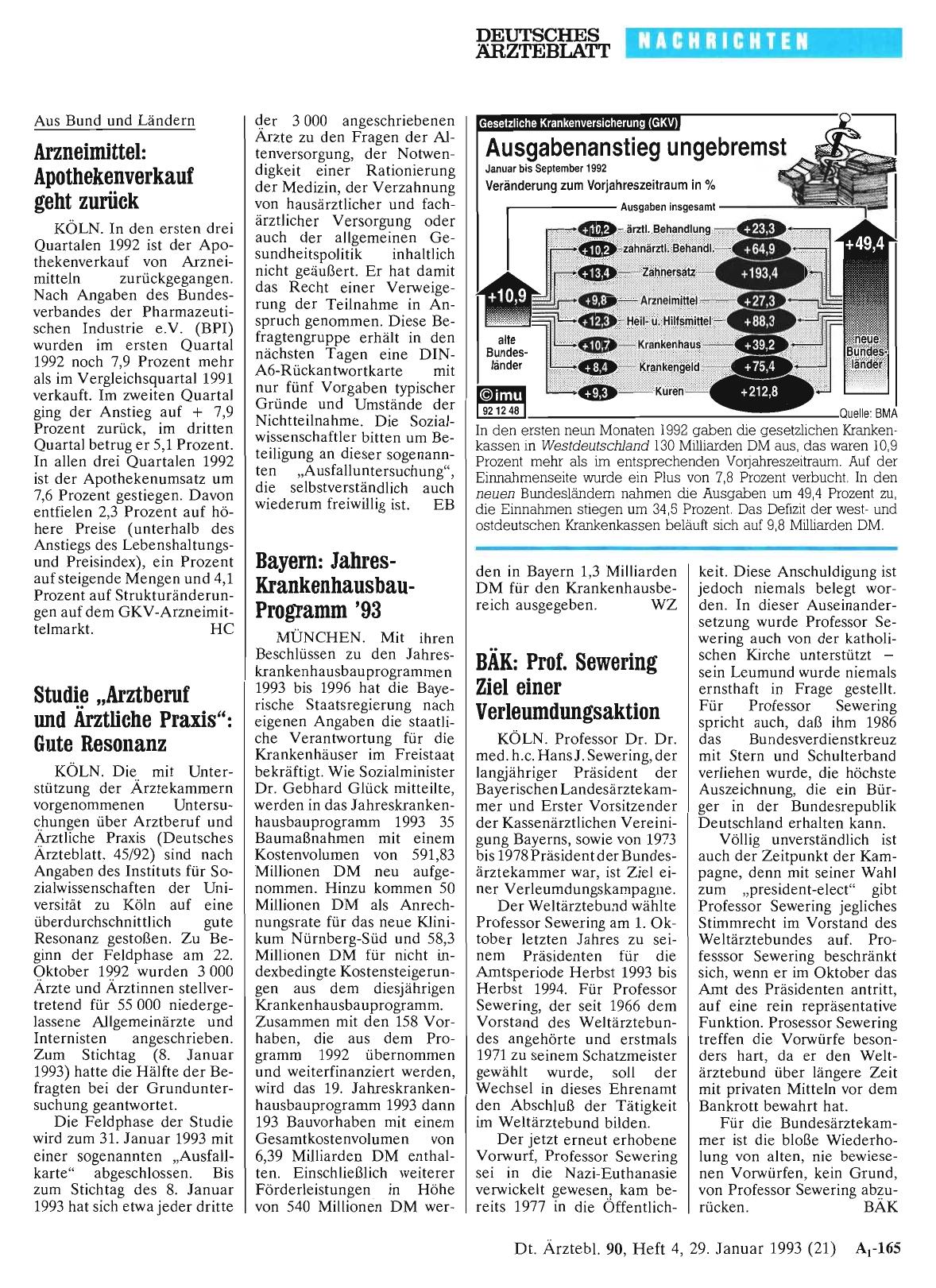 Vorschauseite 1: Bayern: Jahres-Krankenhausbau-Programm '93