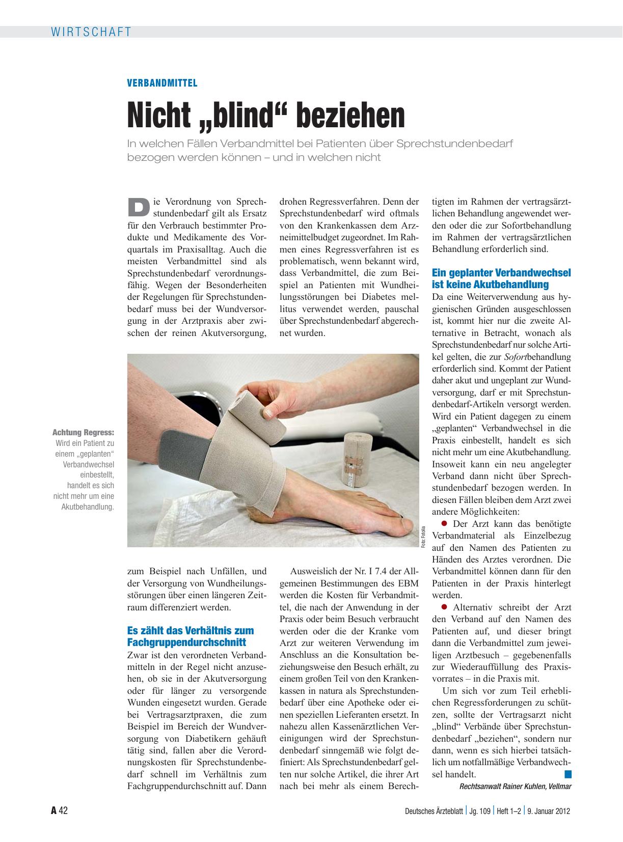 Vorschauseite 1: Verbandmittel: Nicht „blind“ beziehen