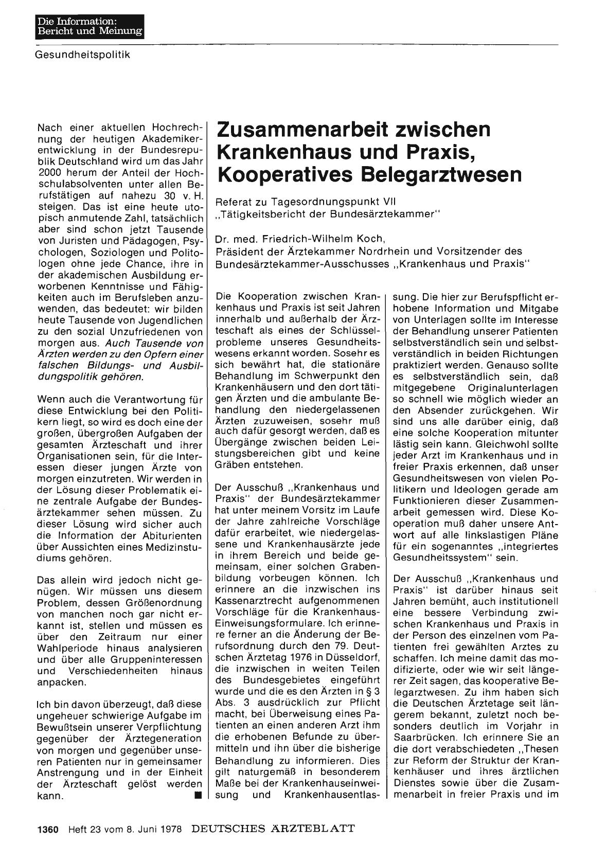 Vorschauseite 1: Zusammenarbeit zwischen Krankenhaus und Praxis, Kooperatives Belegarztwesen