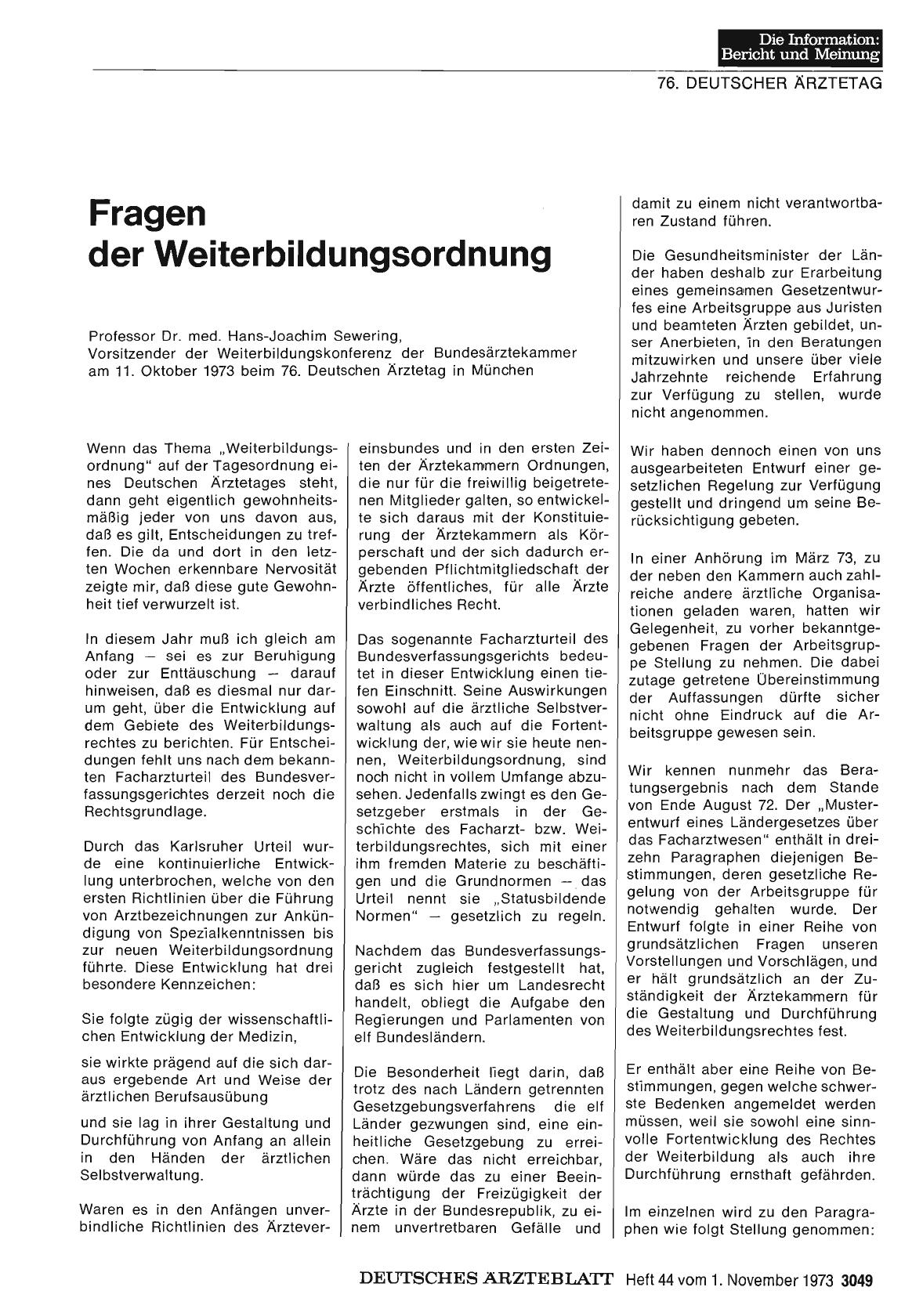 Vorschauseite 1: Fragen der Weiterbildungsordnung