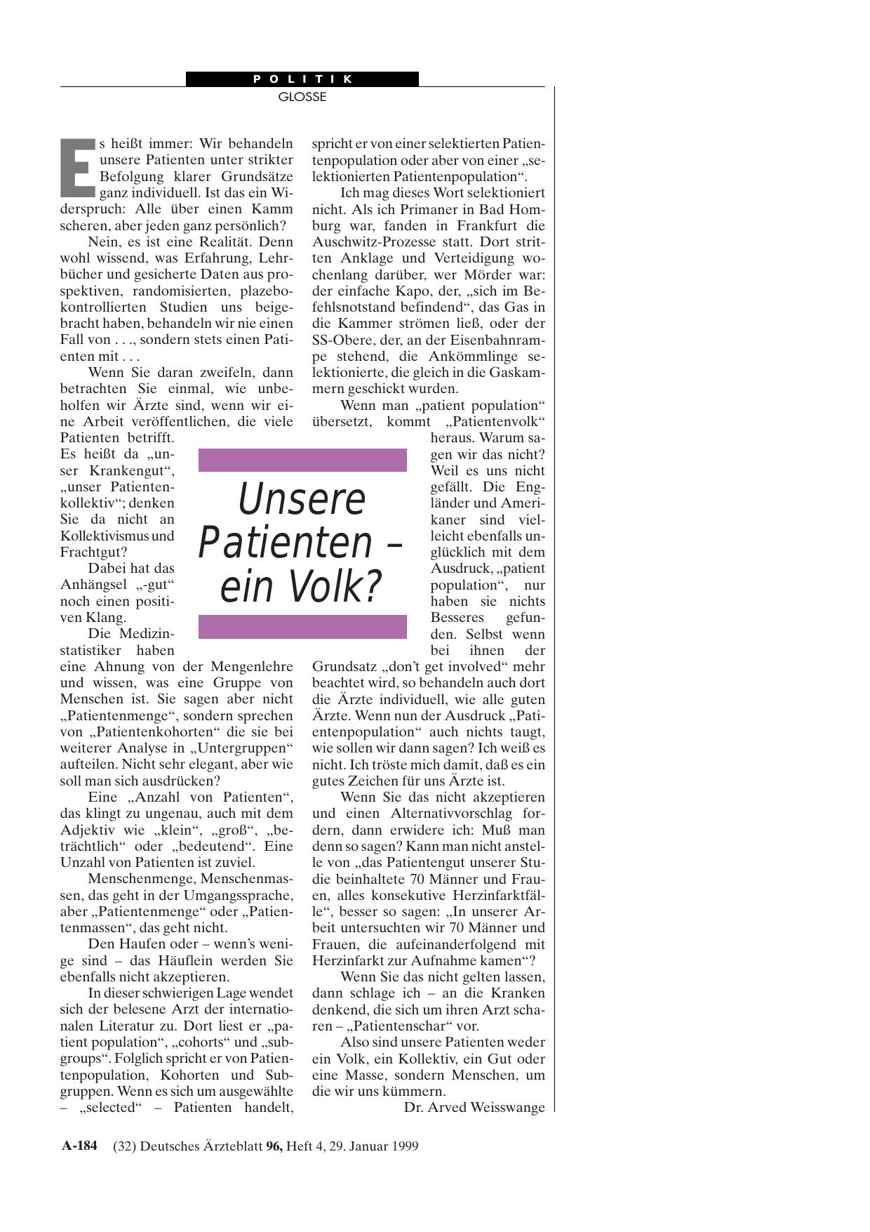 Vorschauseite 1: Unsere Patienten - ein Volk?